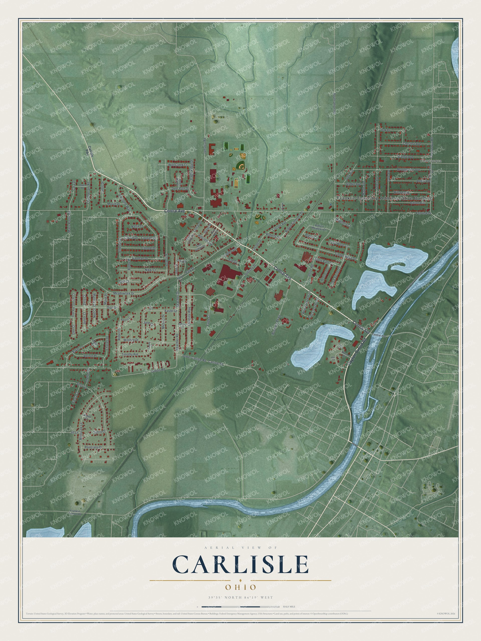 Watermarked full-map preview of Carlisle, Ohio