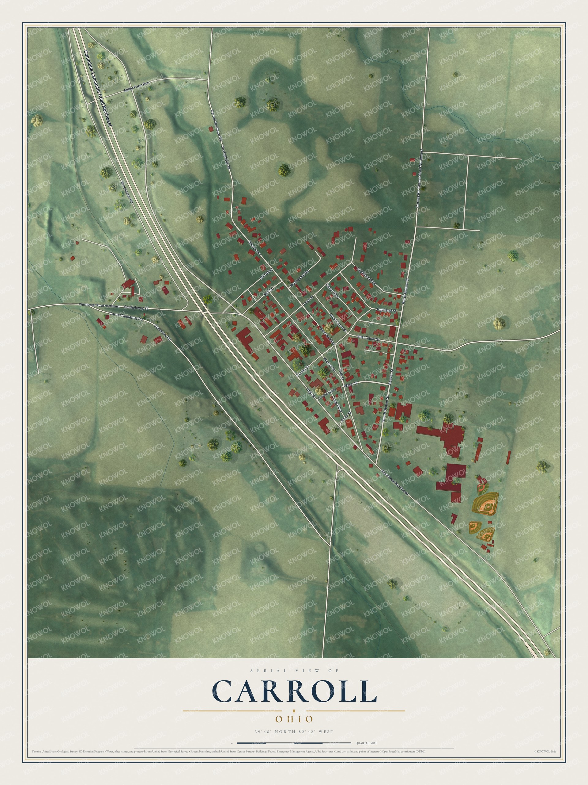 Watermarked full-map preview of Carroll, Ohio