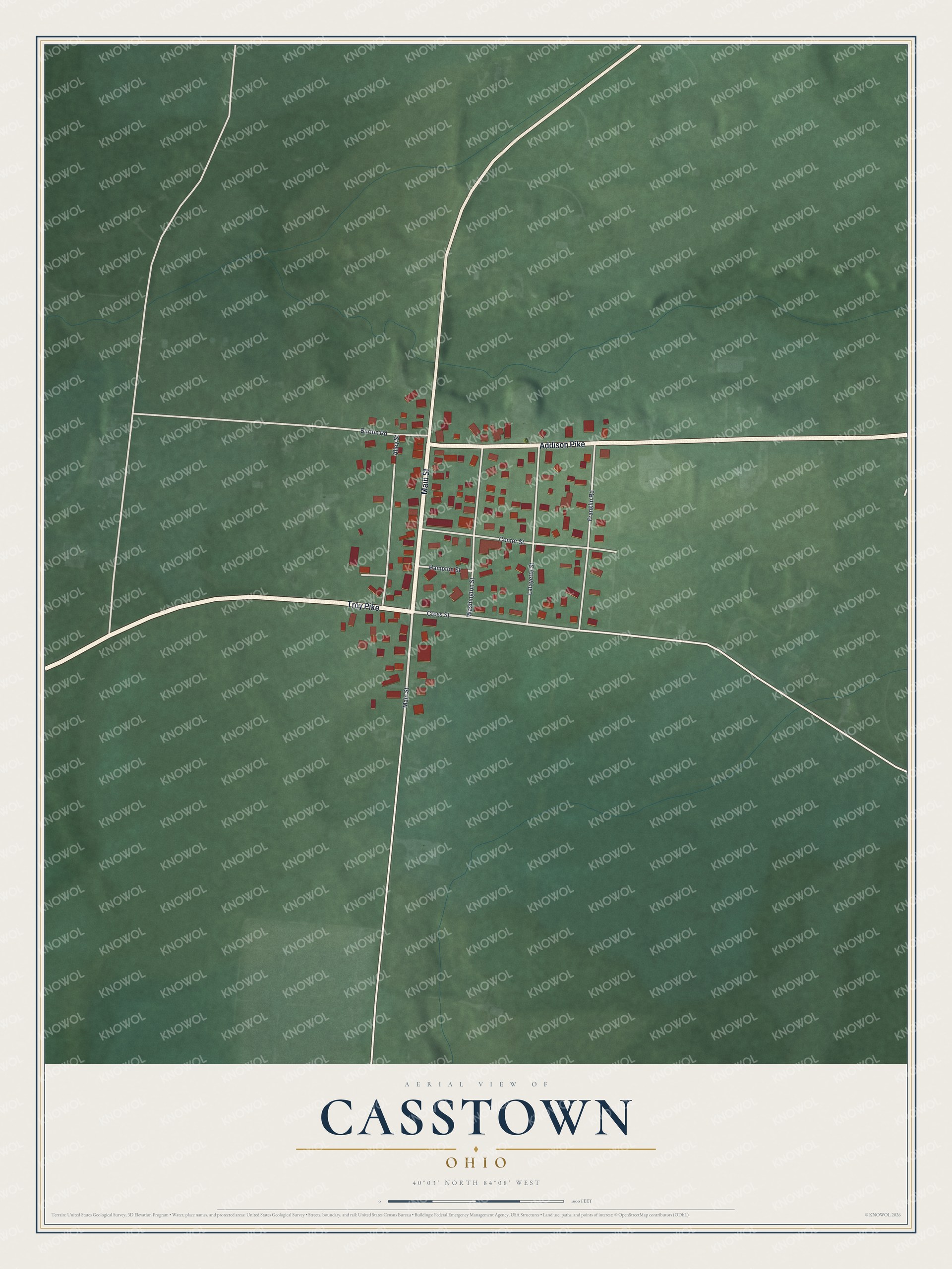 Watermarked full-map preview of Casstown, Ohio