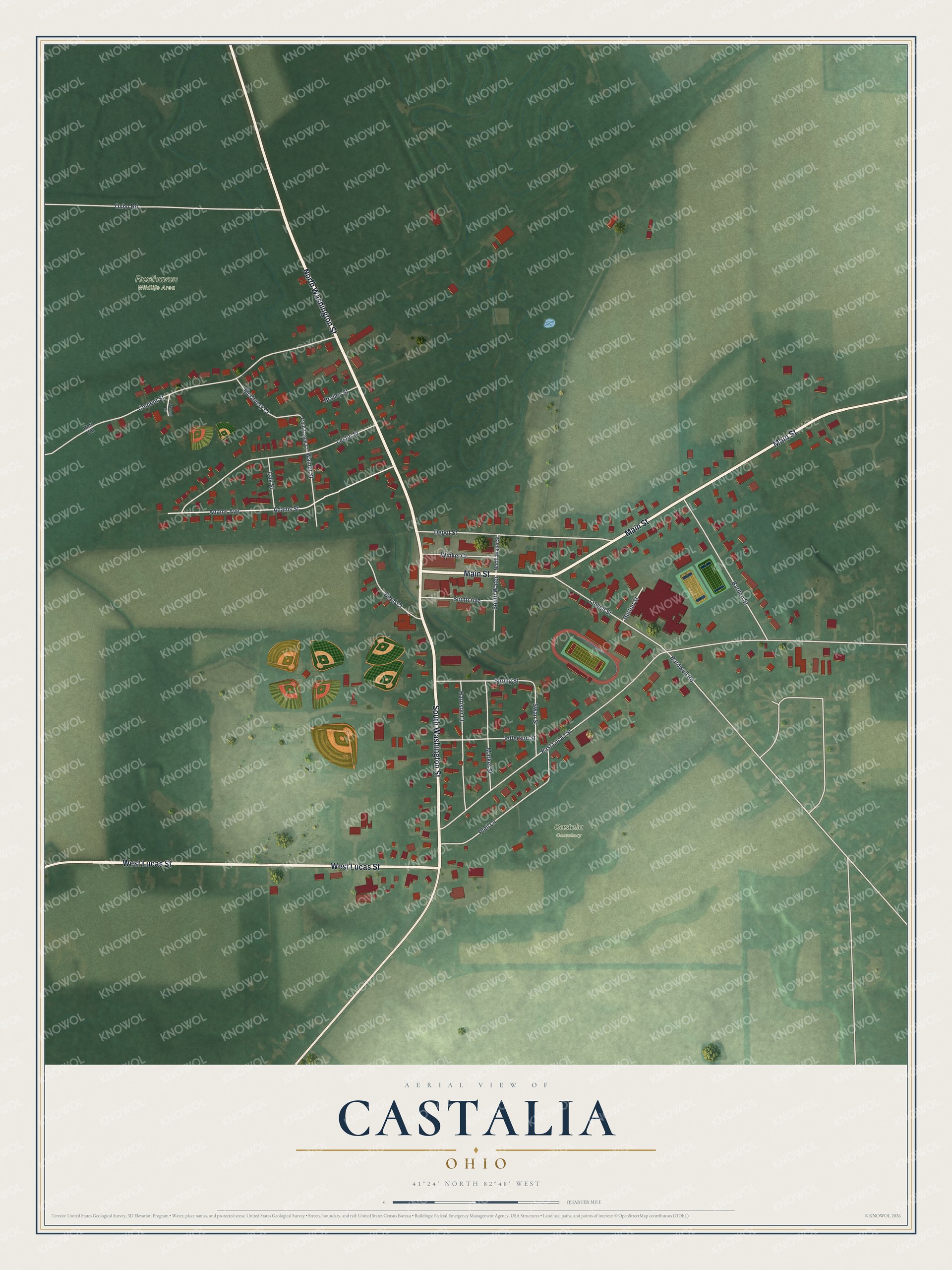 Watermarked full-map preview of Castalia, Ohio
