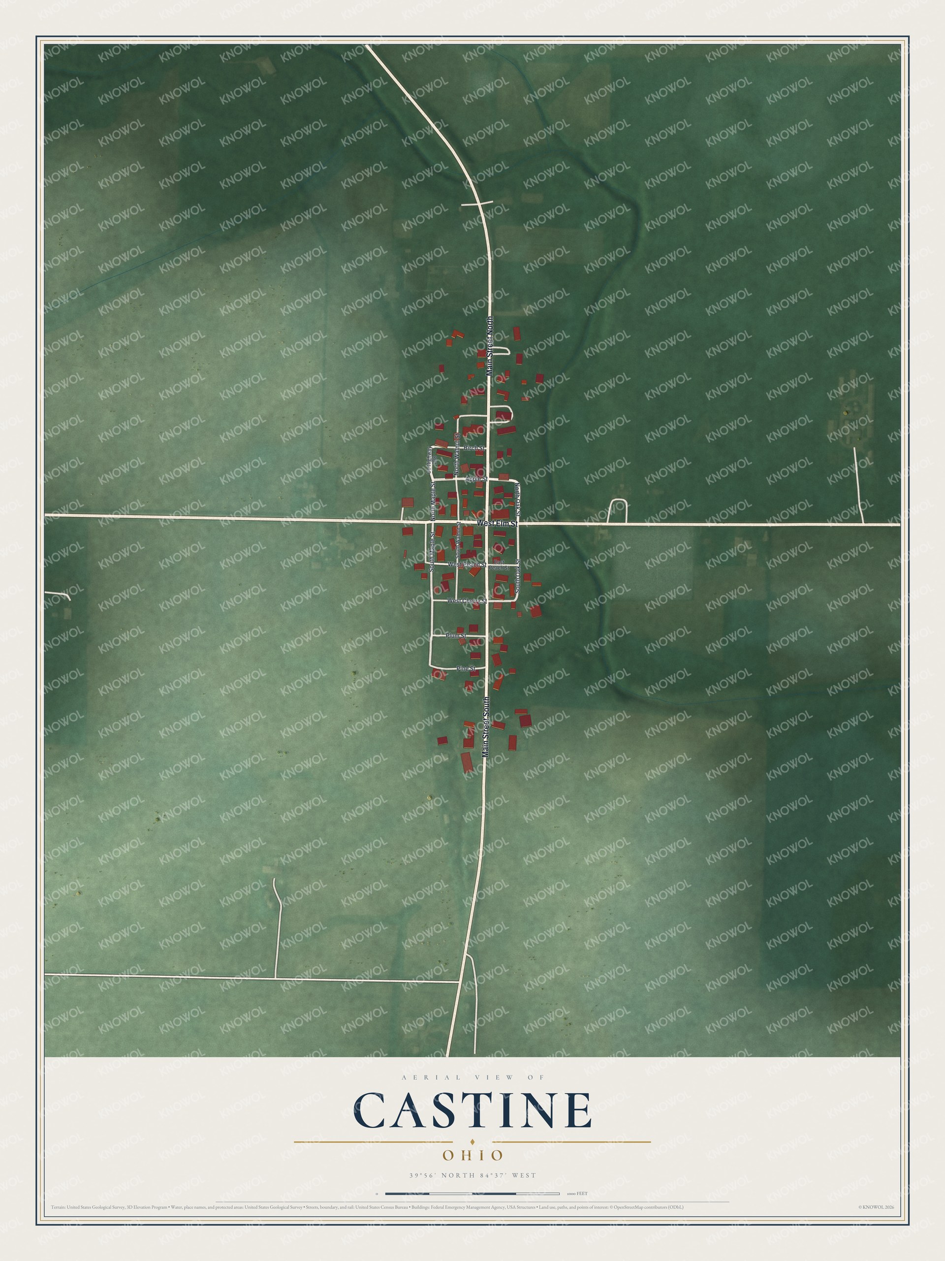 Watermarked full-map preview of Castine, Ohio