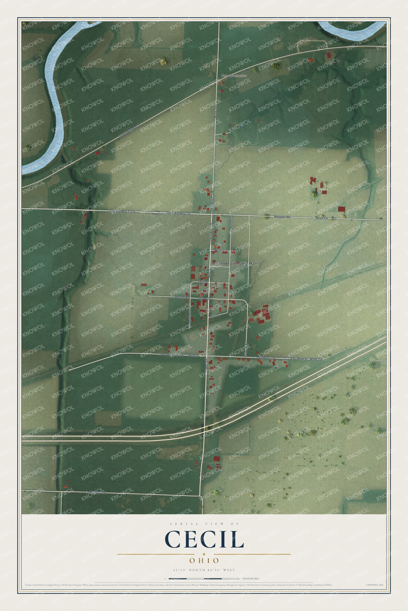 Watermarked full-map preview of Cecil, Ohio