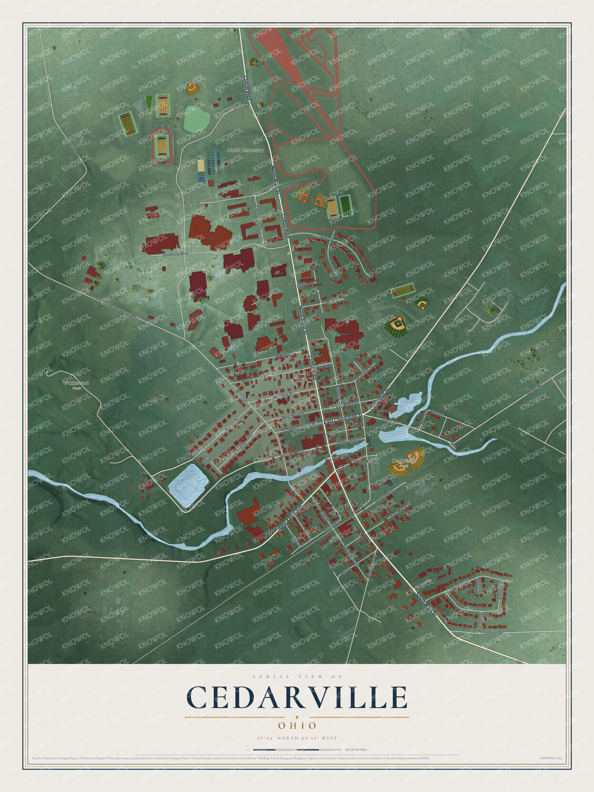 Watermarked full-map preview of Cedarville, Ohio