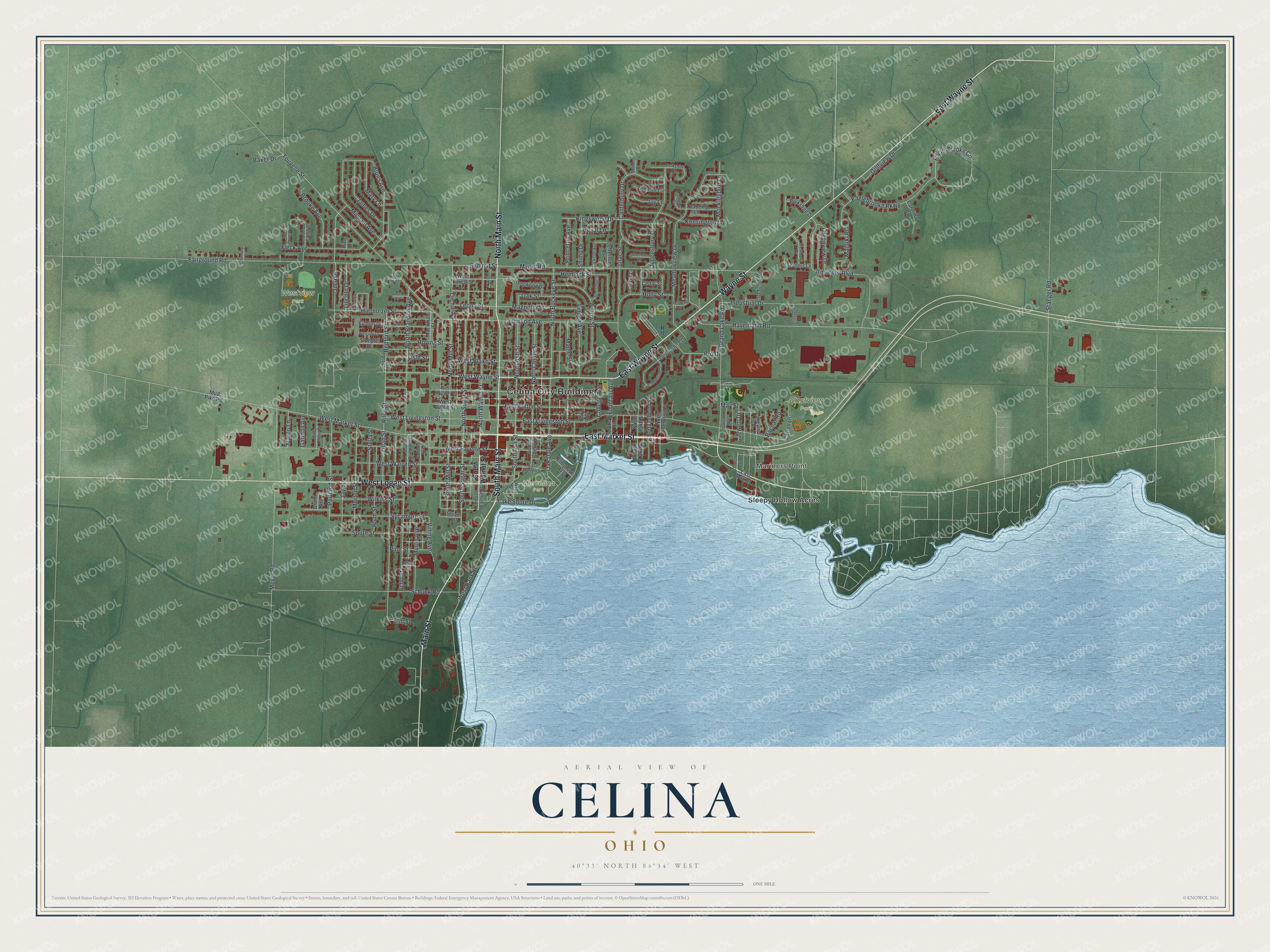 Watermarked full-map preview of Celina, Ohio