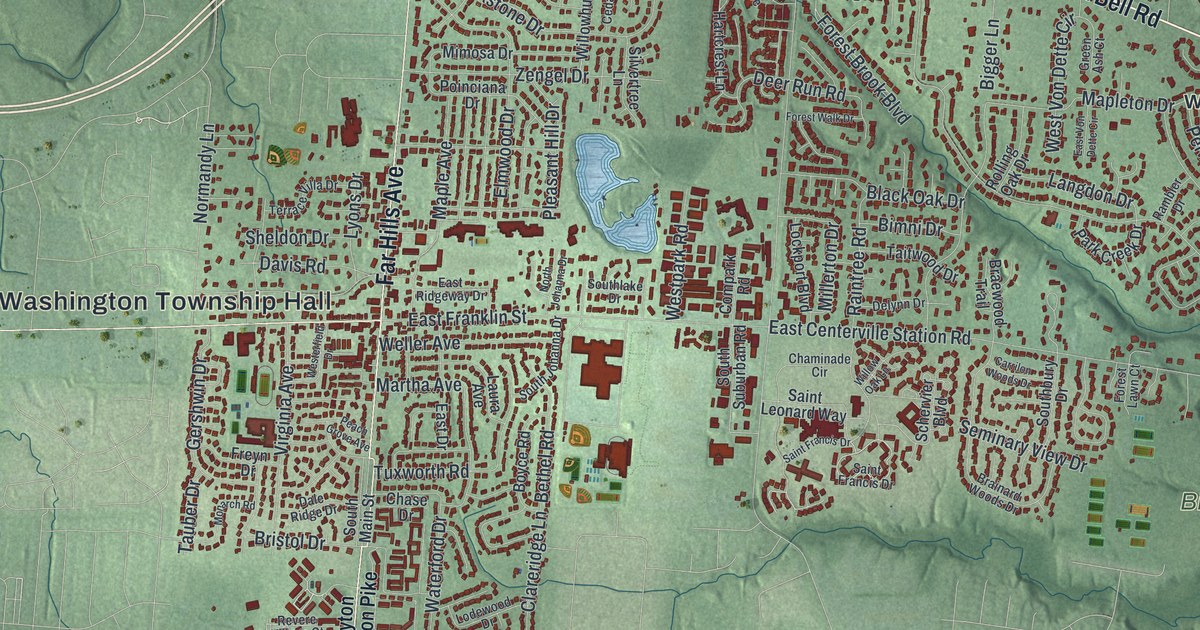 Map of Centerville, Ohio in 2026