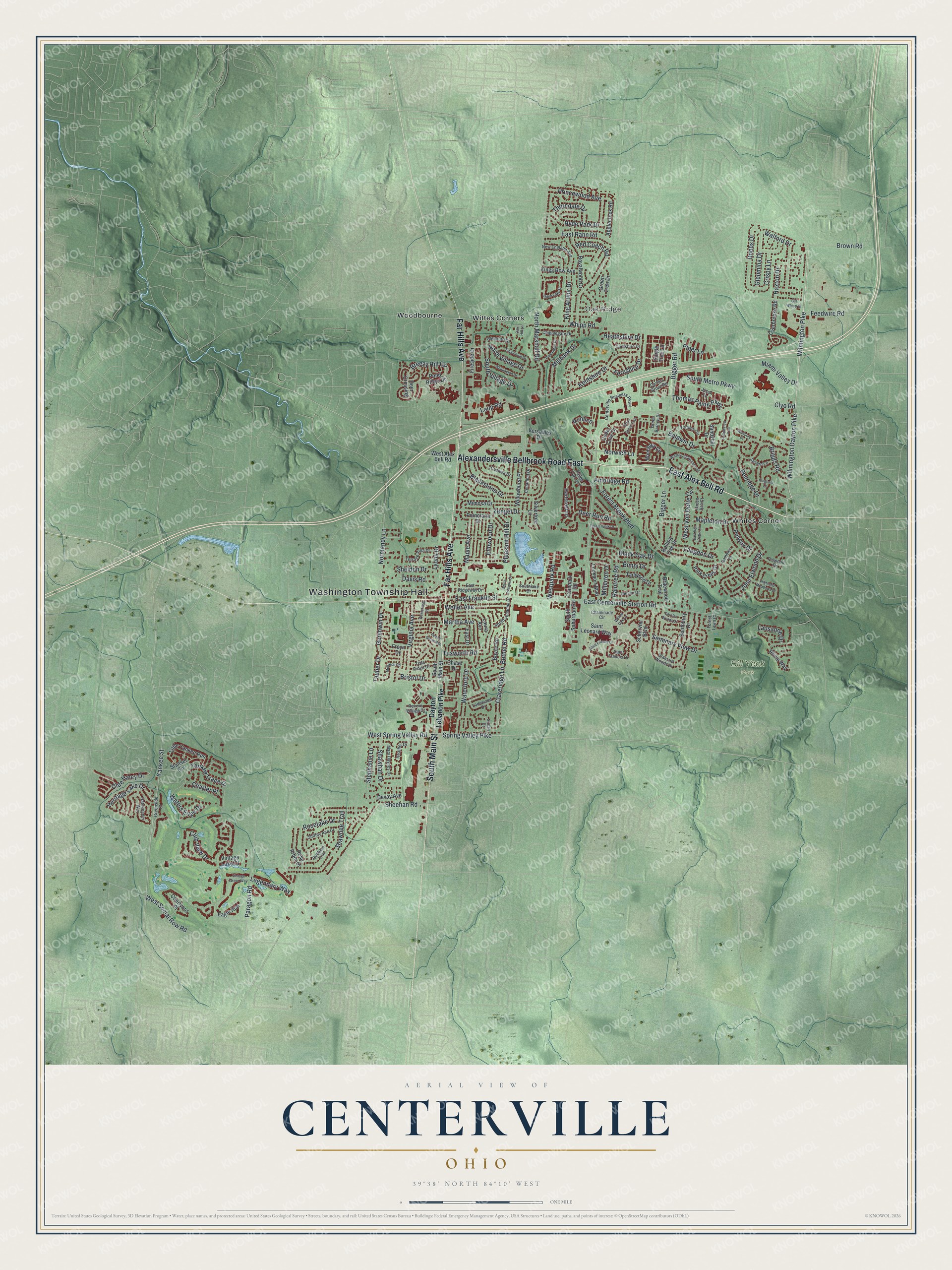 Watermarked full-map preview of Centerville, Ohio