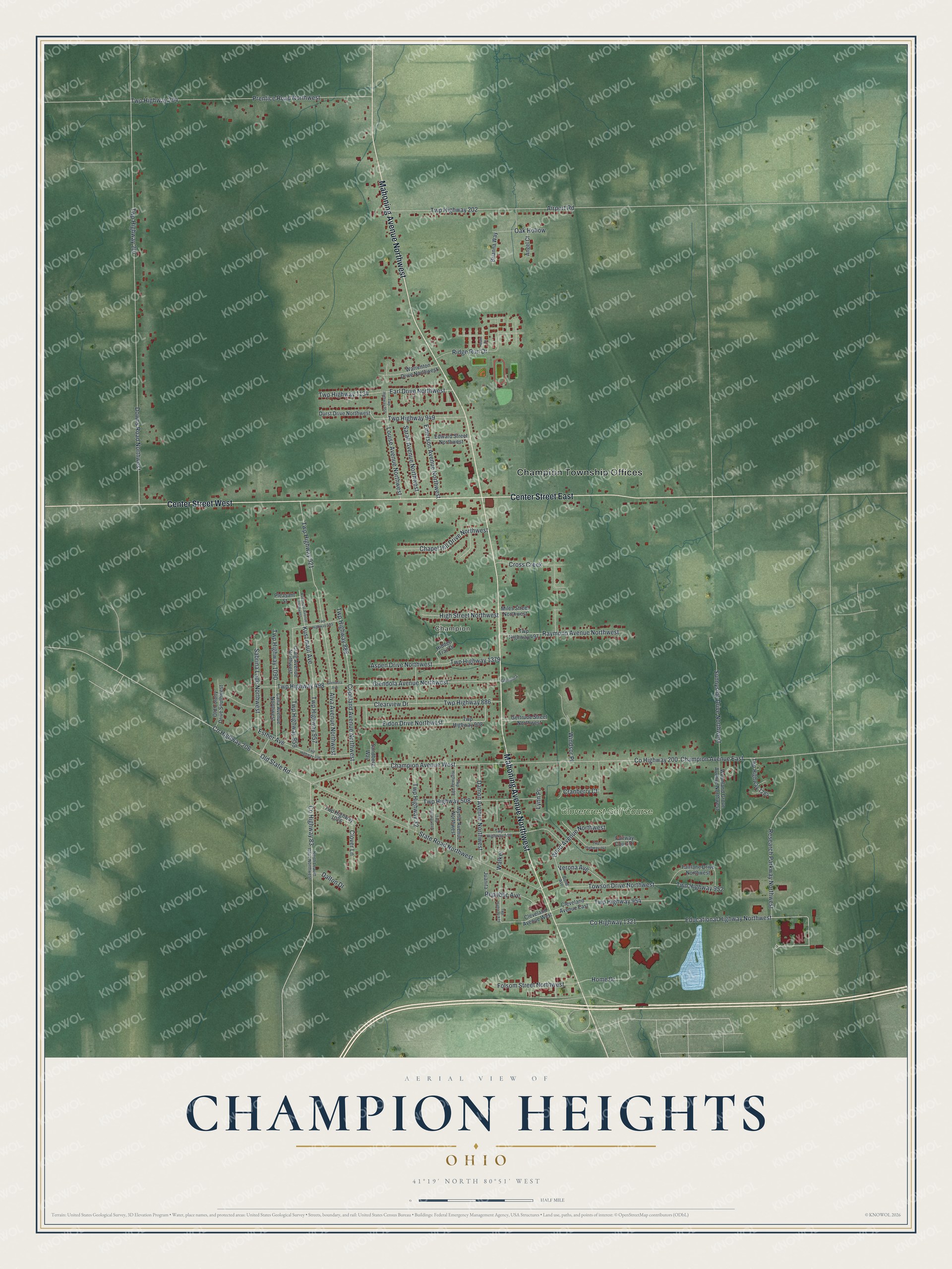 Watermarked full-map preview of Champion Heights, Ohio