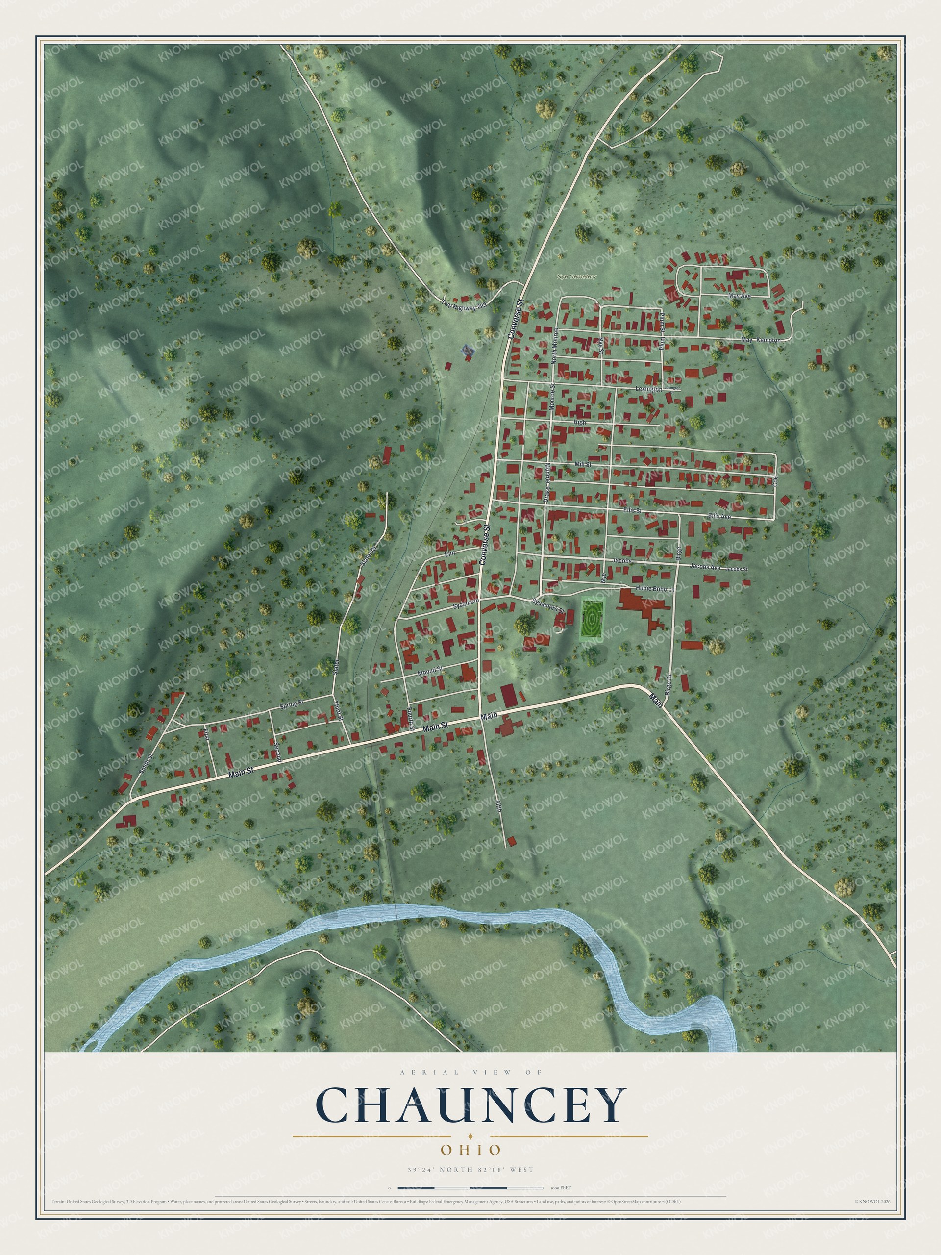 Watermarked full-map preview of Chauncey, Ohio