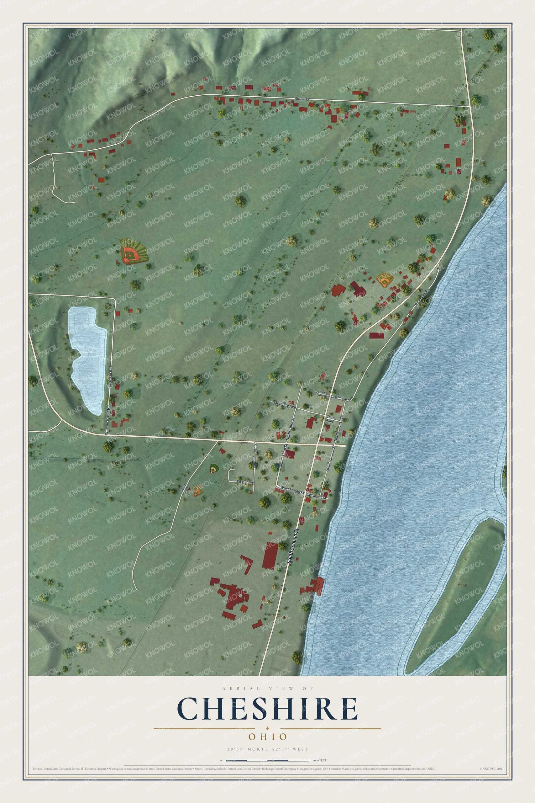 Watermarked full-map preview of Cheshire, Ohio