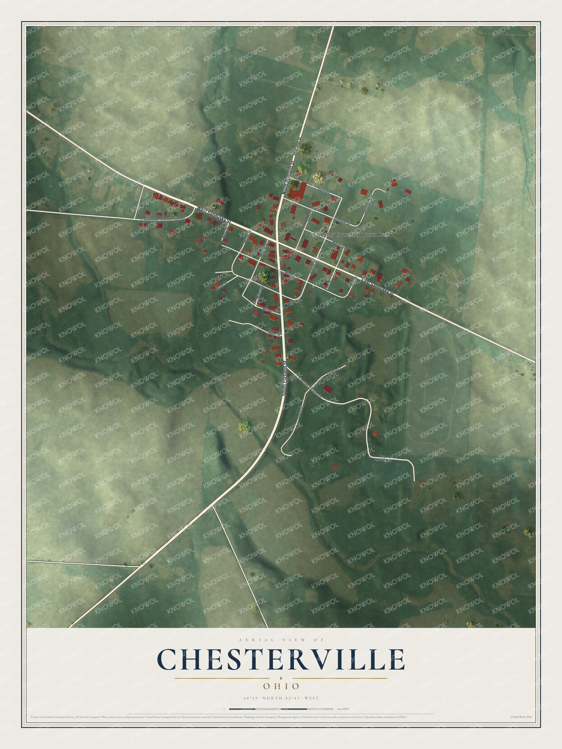 Watermarked full-map preview of Chesterville, Ohio