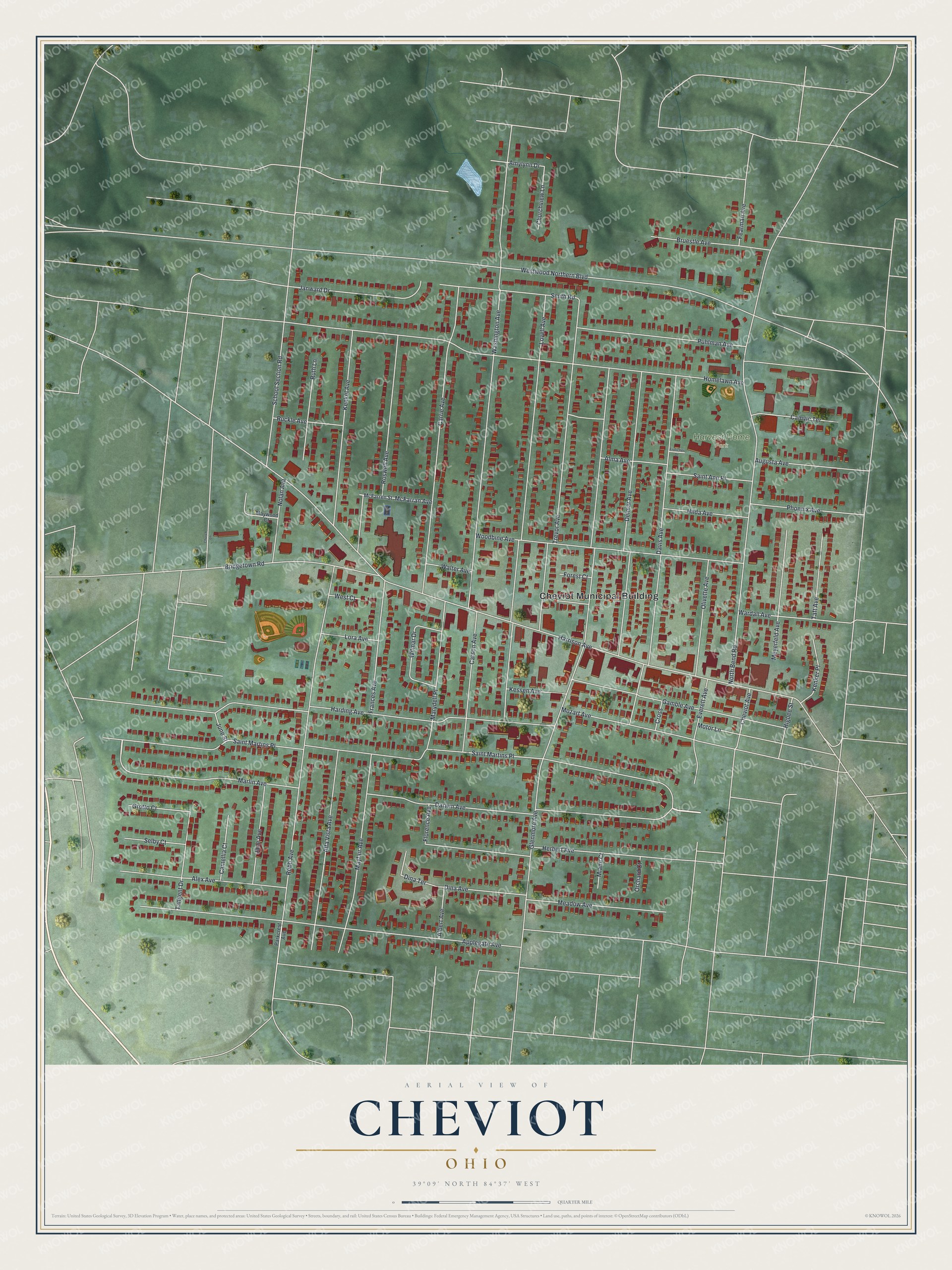 Watermarked full-map preview of Cheviot, Ohio