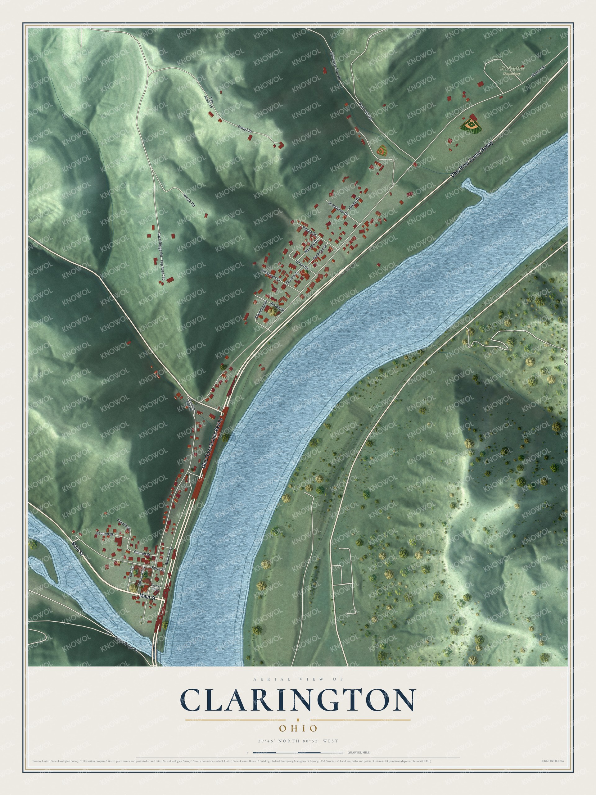 Watermarked full-map preview of Clarington, Ohio