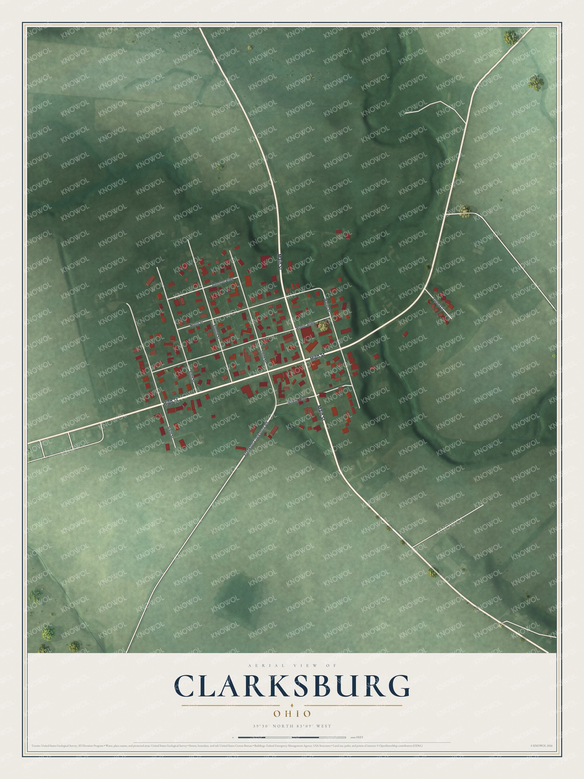 Watermarked full-map preview of Clarksburg, Ohio