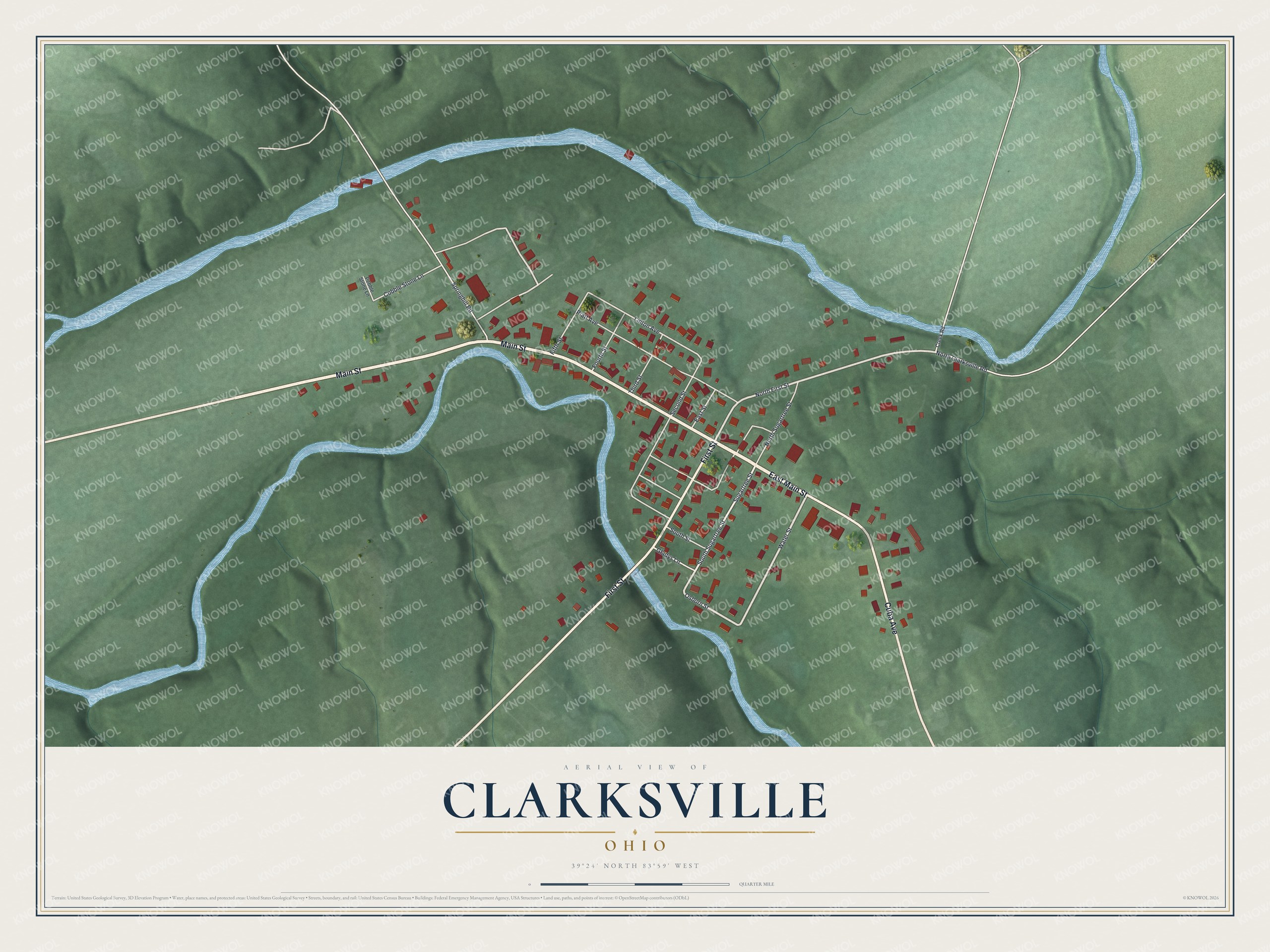 Watermarked full-map preview of Clarksville, Ohio