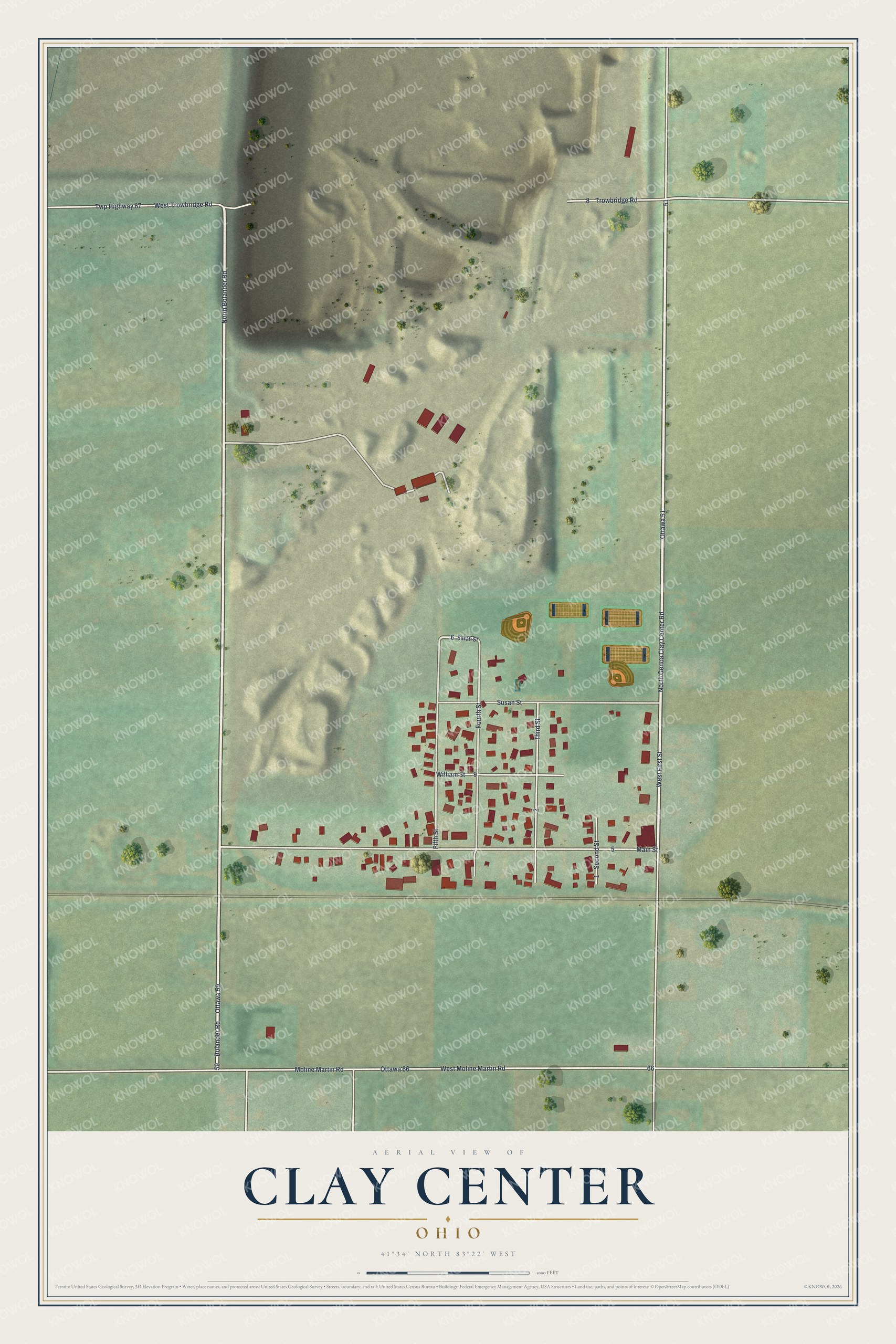 Watermarked full-map preview of Clay Center, Ohio