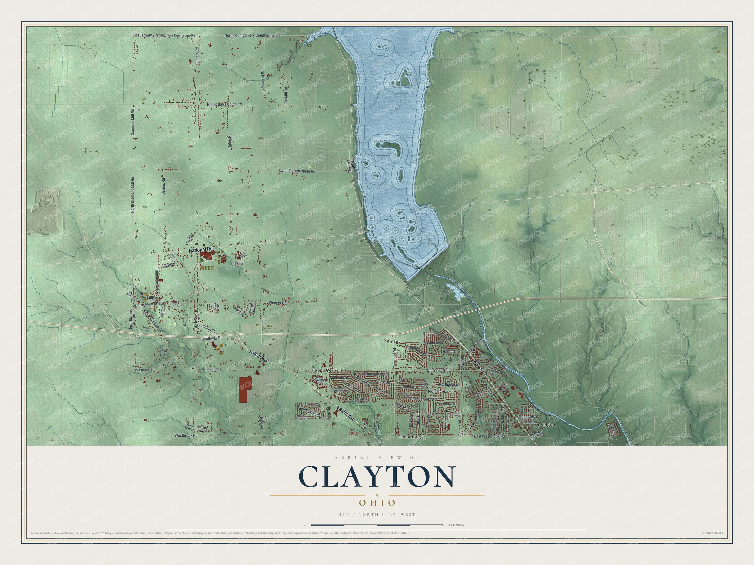 Watermarked full-map preview of Clayton, Ohio