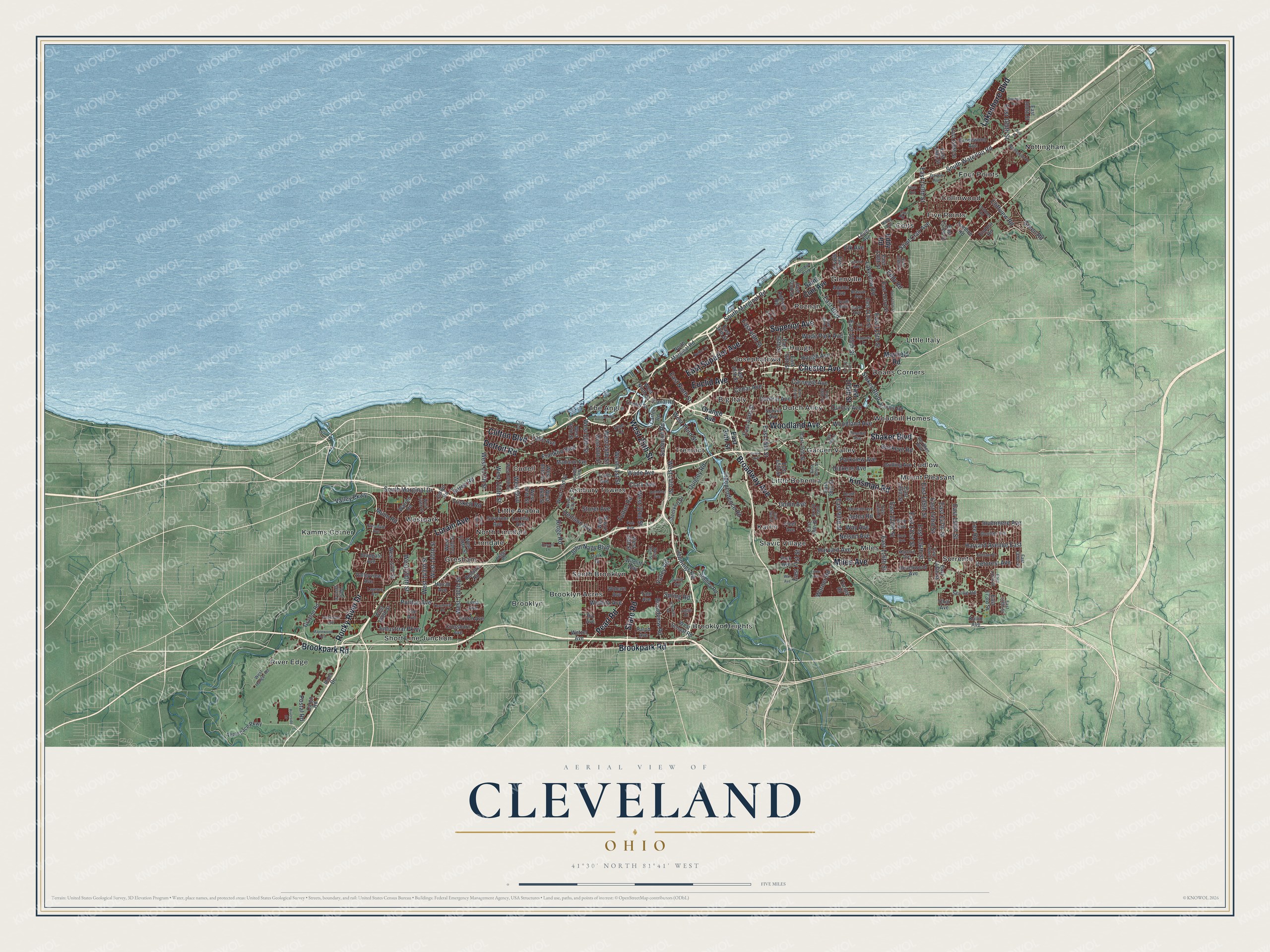 Watermarked full-map preview of Cleveland, Ohio