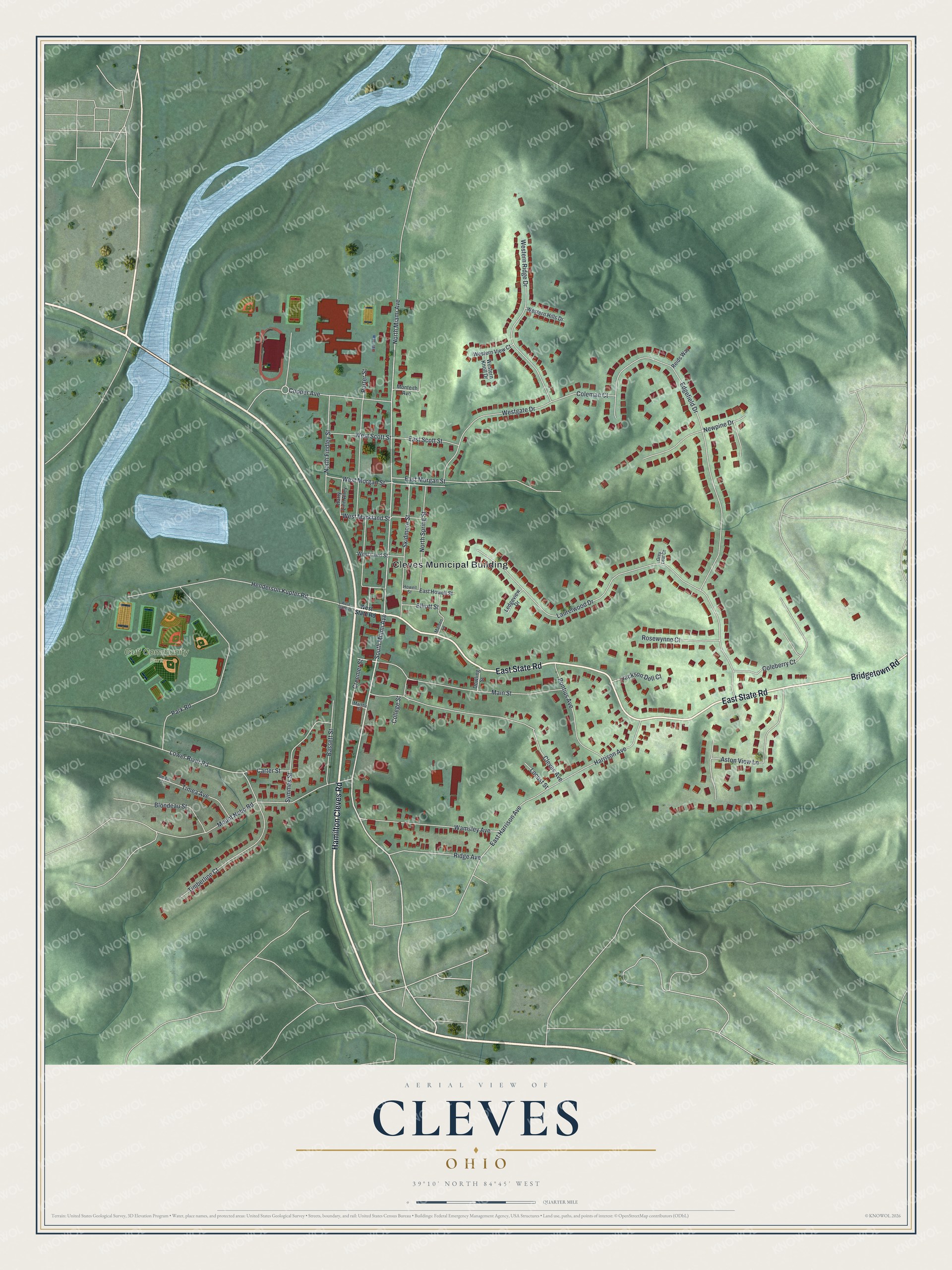 Watermarked full-map preview of Cleves, Ohio