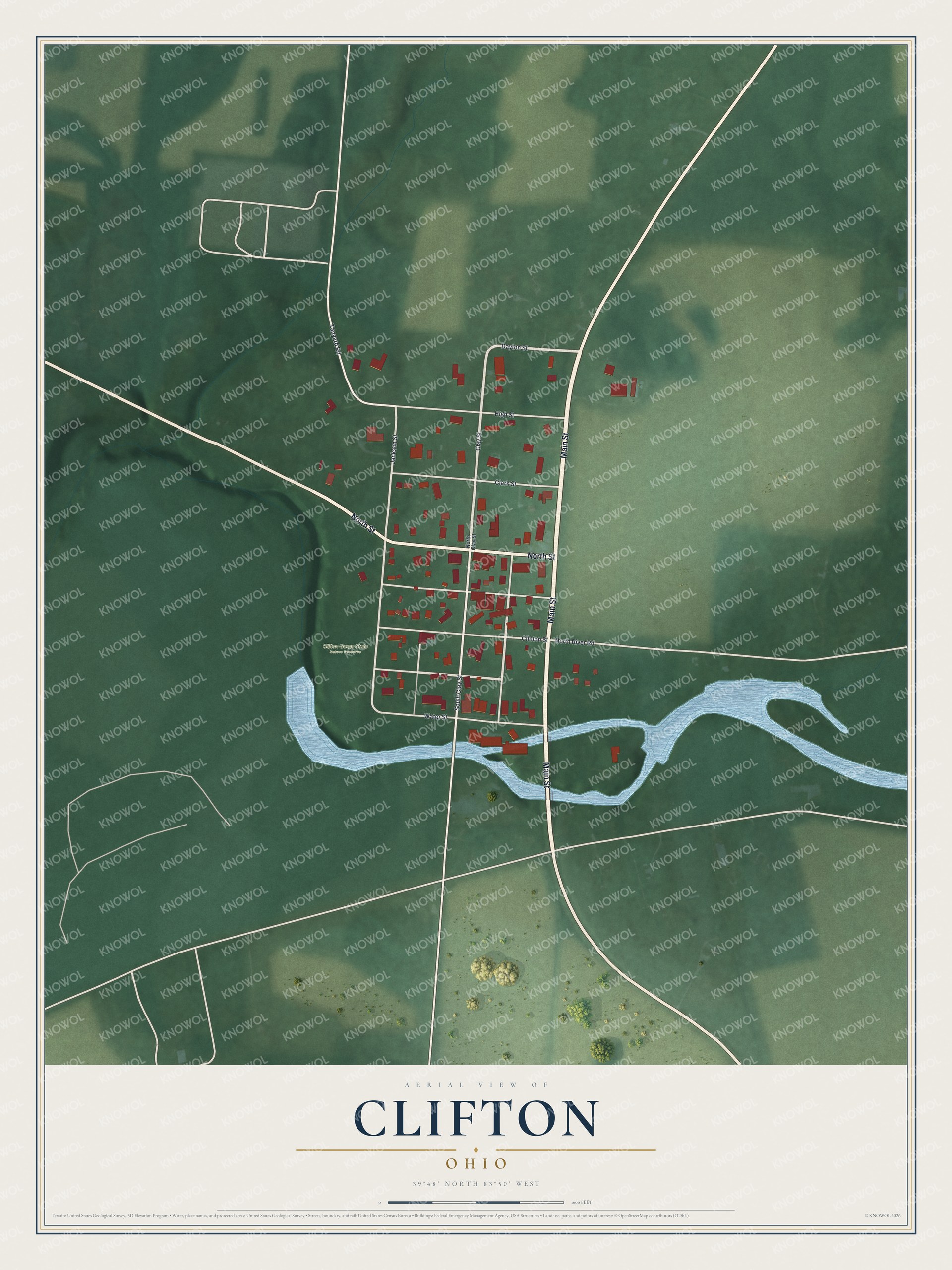 Watermarked full-map preview of Clifton, Ohio