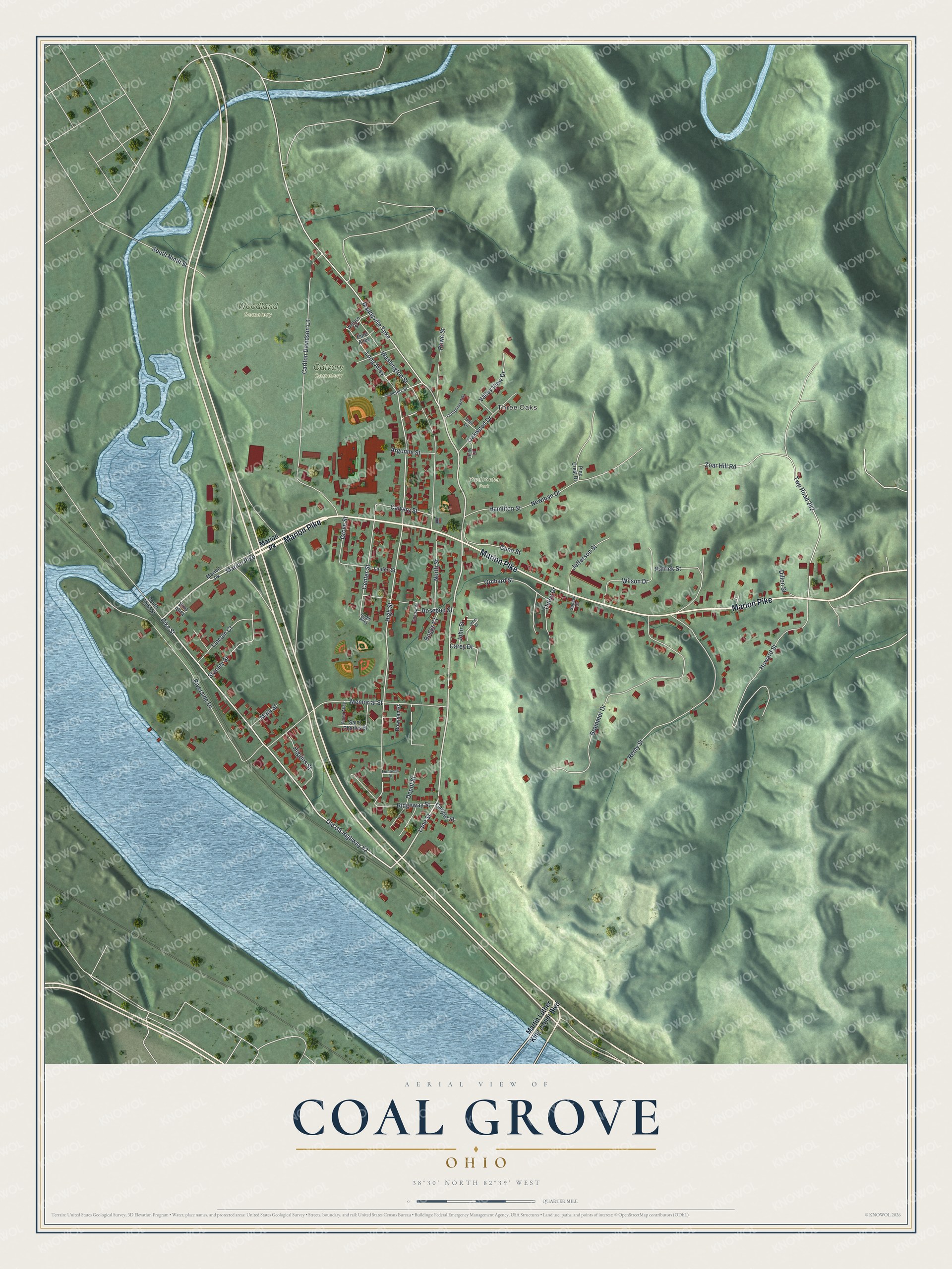 Watermarked full-map preview of Coal Grove, Ohio