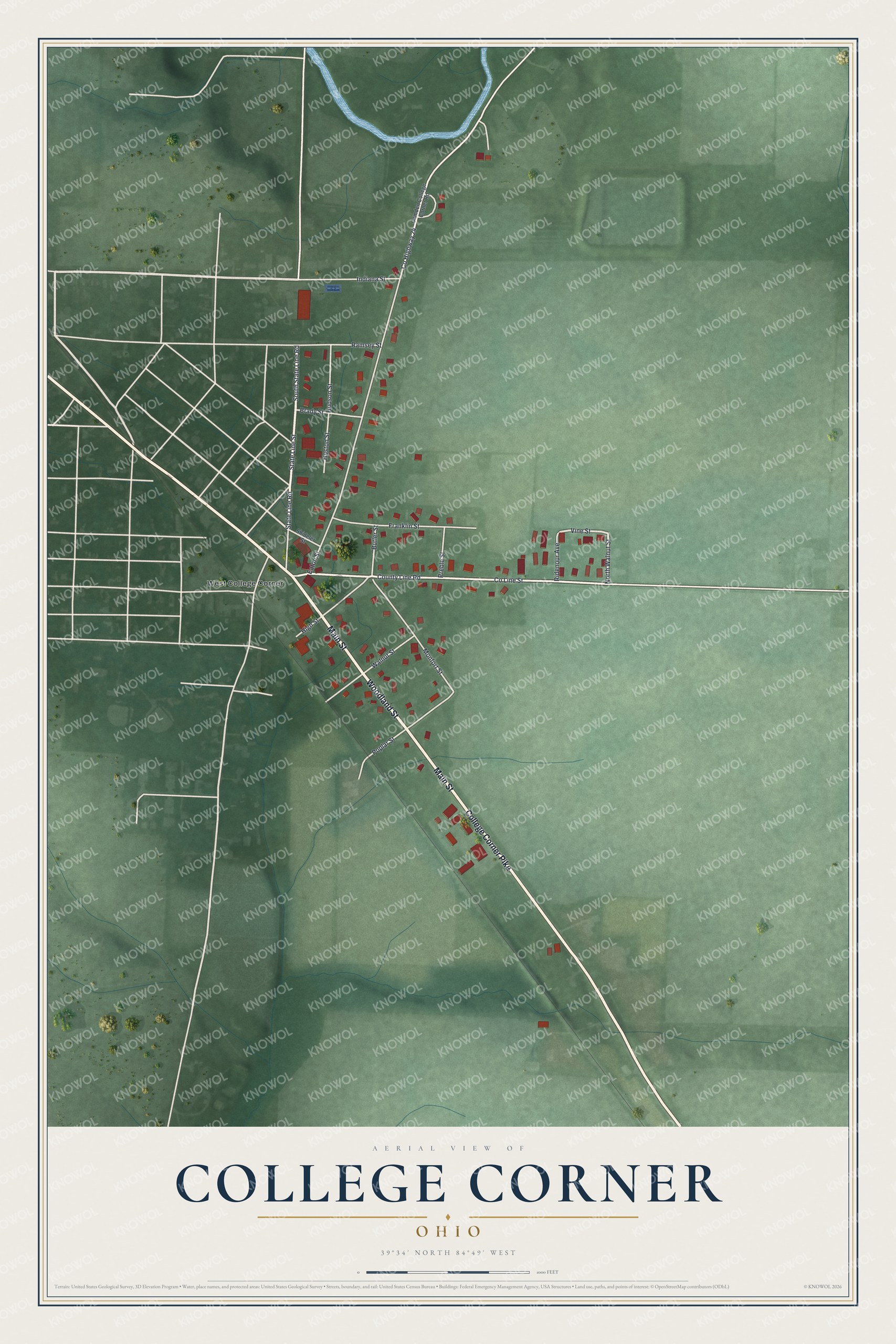 Watermarked full-map preview of College Corner, Ohio
