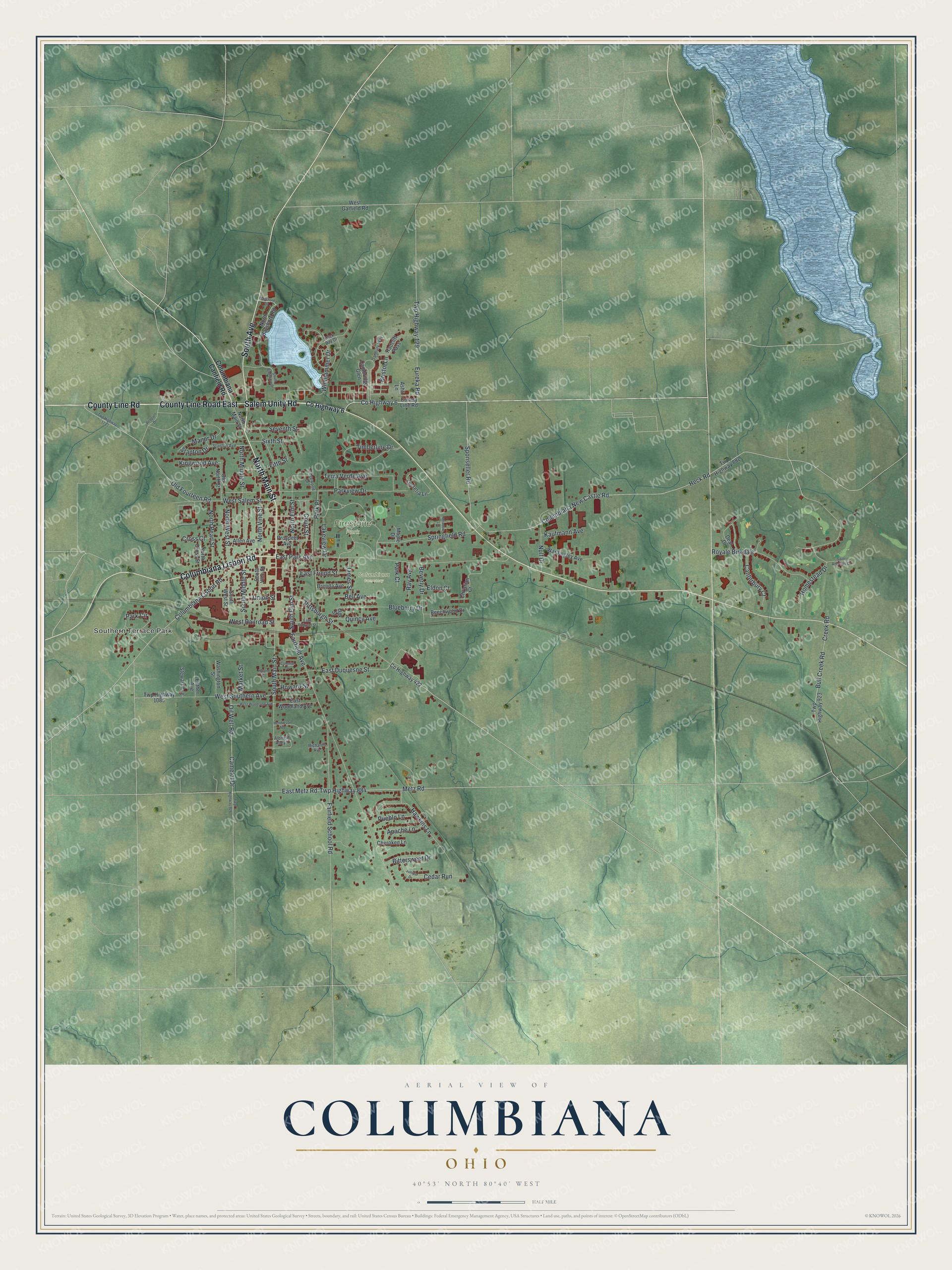 Watermarked full-map preview of Columbiana, Ohio