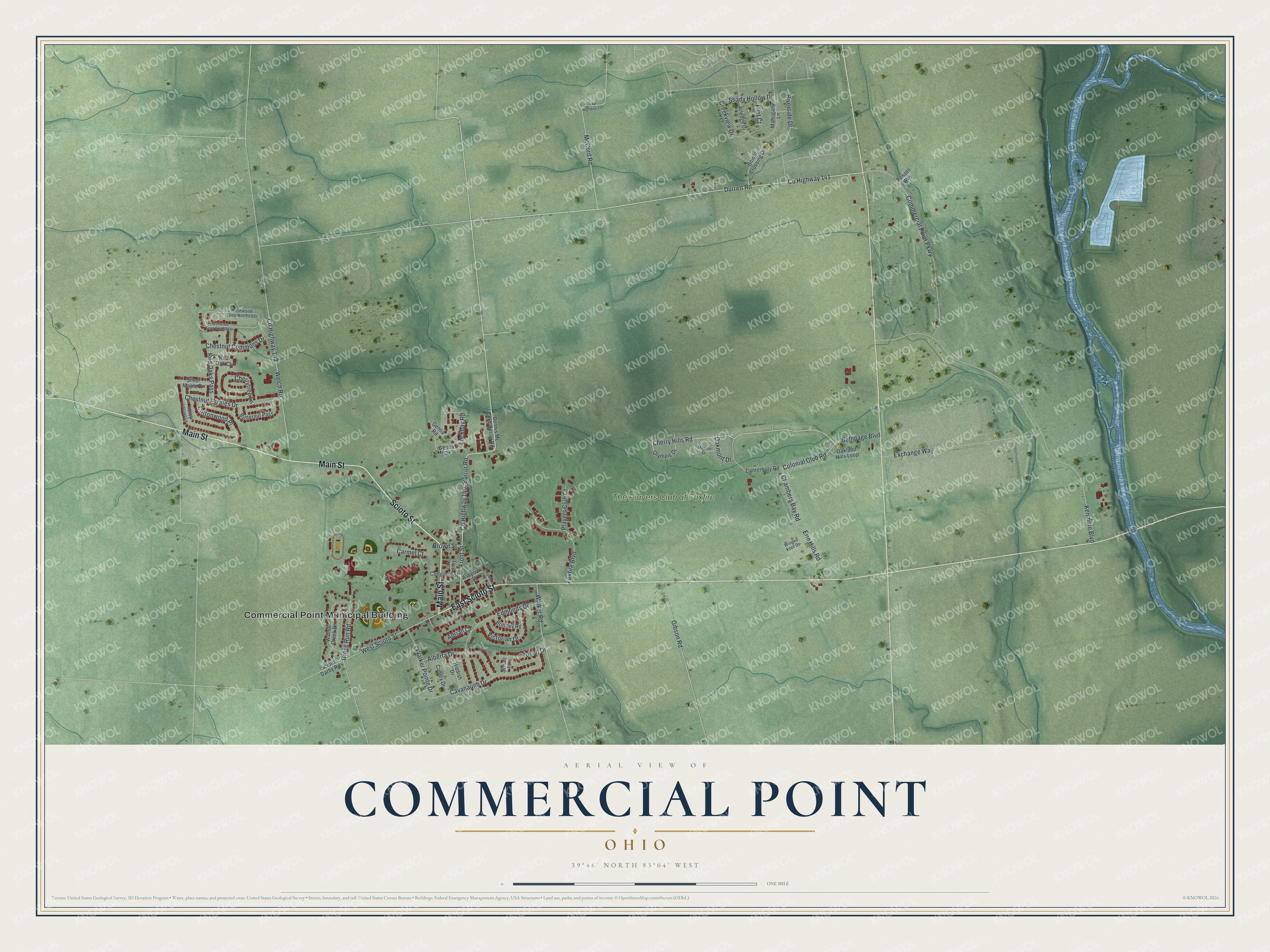 Watermarked full-map preview of Commercial Point, Ohio