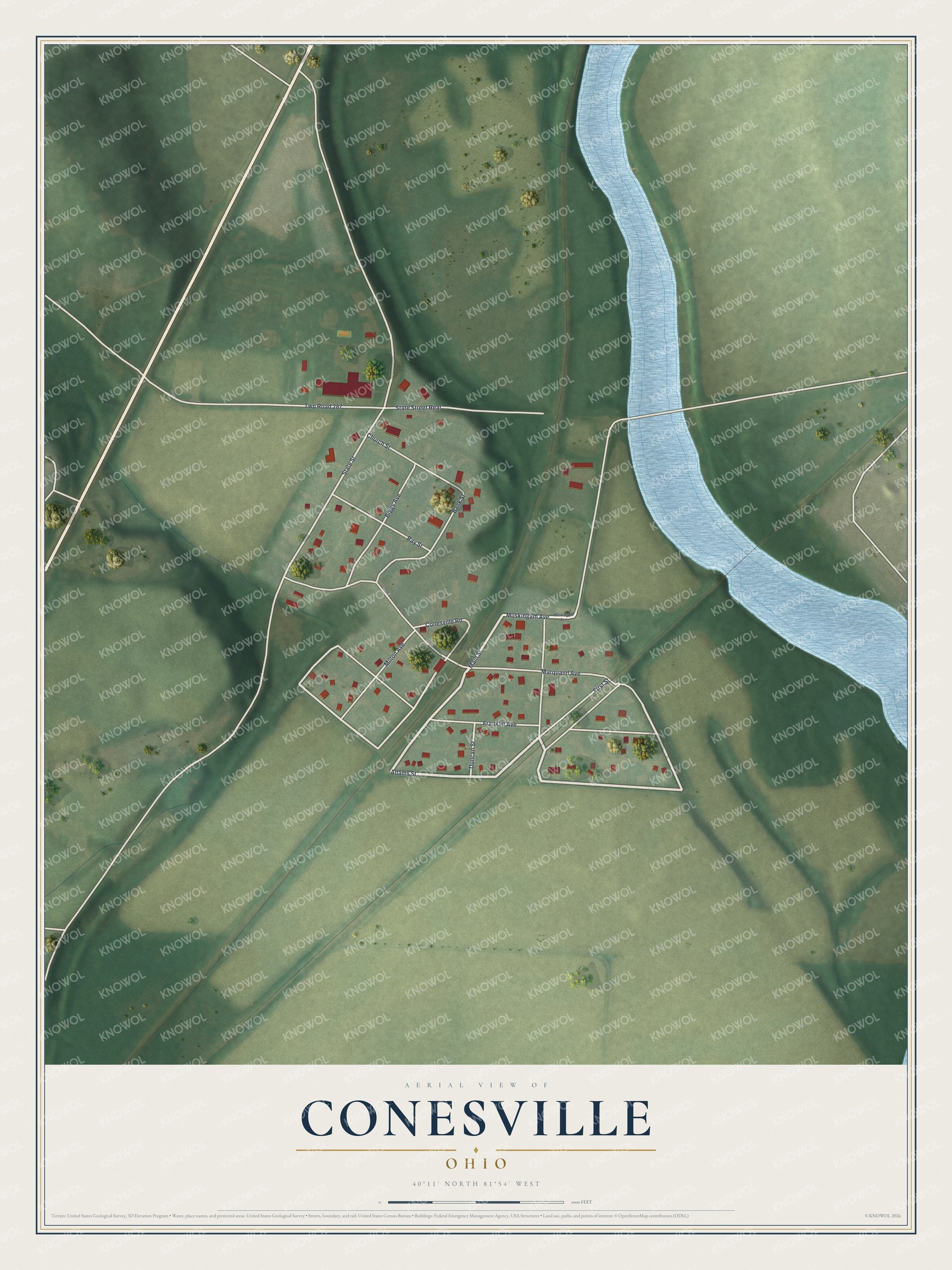 Watermarked full-map preview of Conesville, Ohio
