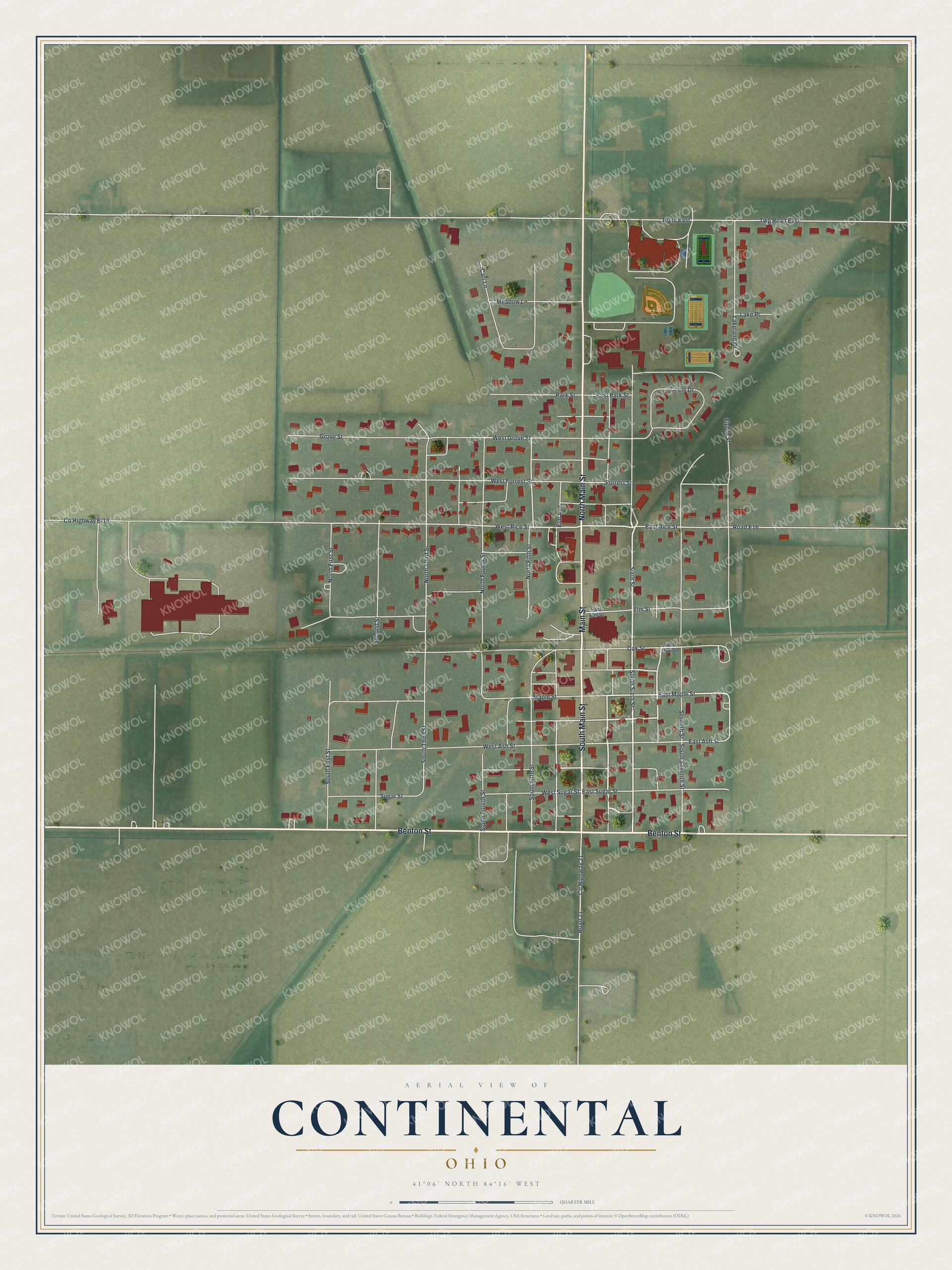 Watermarked full-map preview of Continental, Ohio