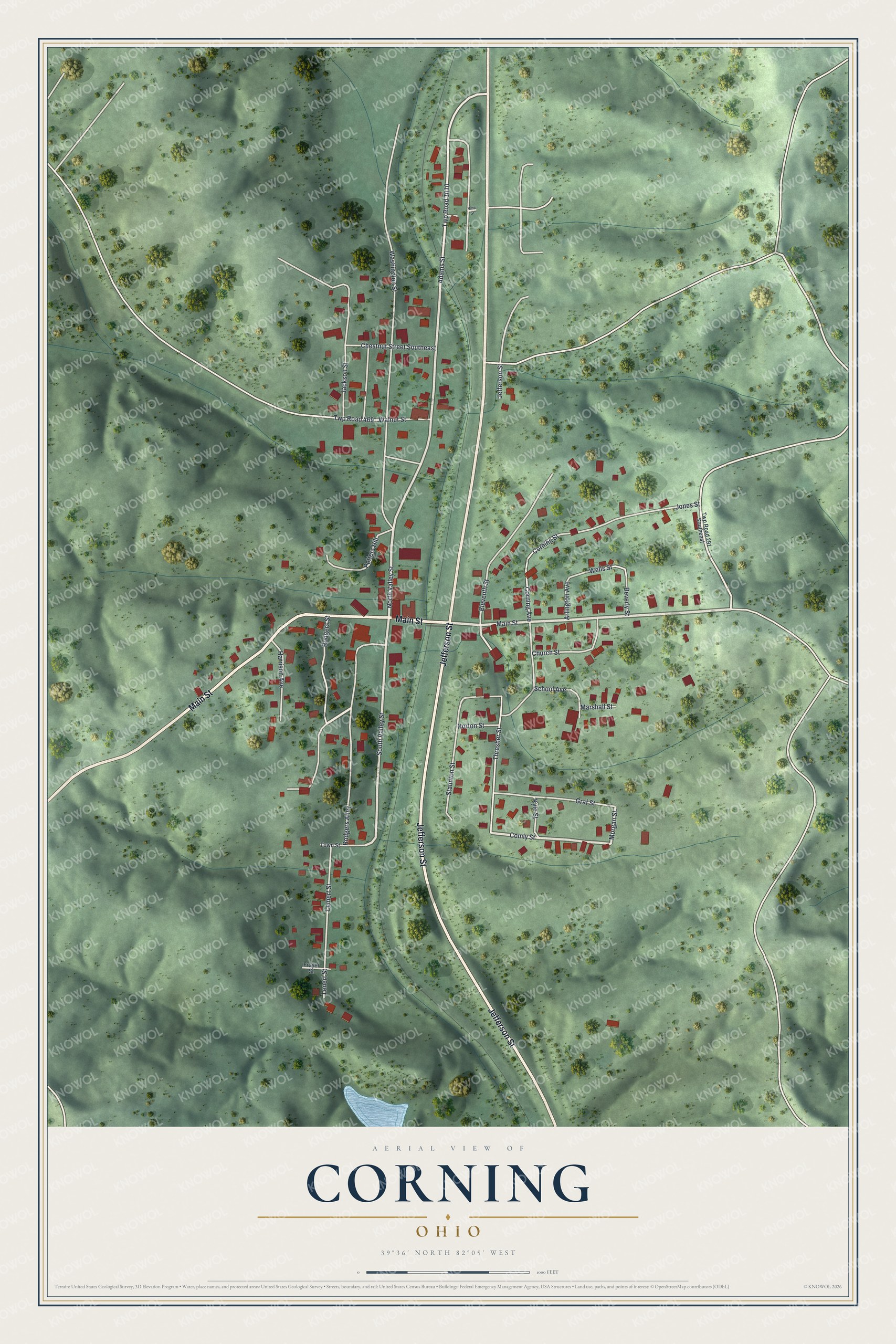 Watermarked full-map preview of Corning, Ohio