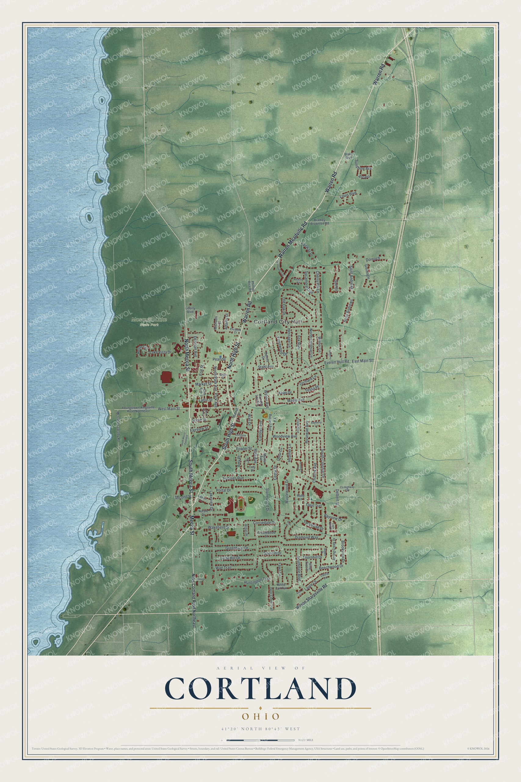 Watermarked full-map preview of Cortland, Ohio