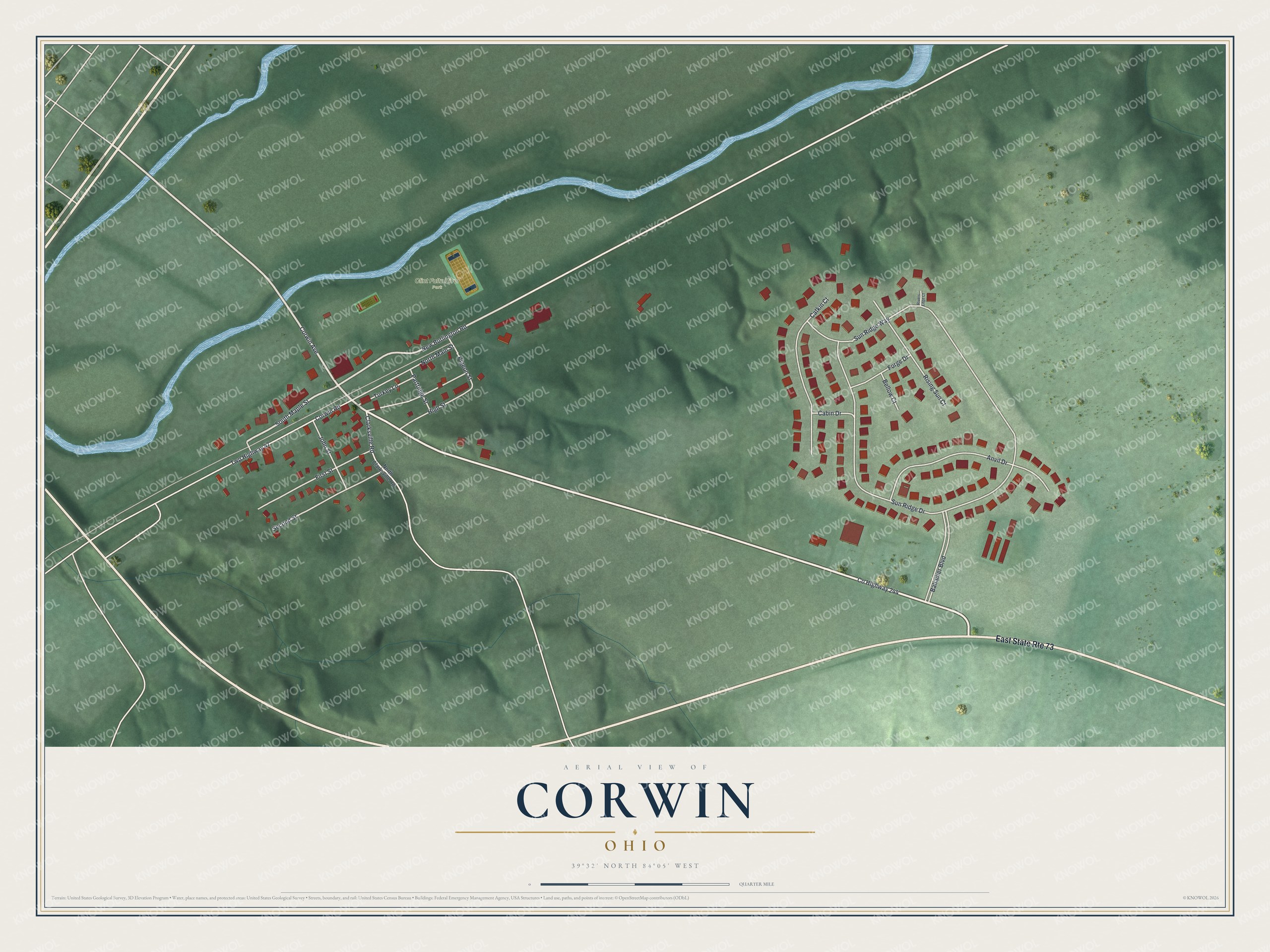 Watermarked full-map preview of Corwin, Ohio