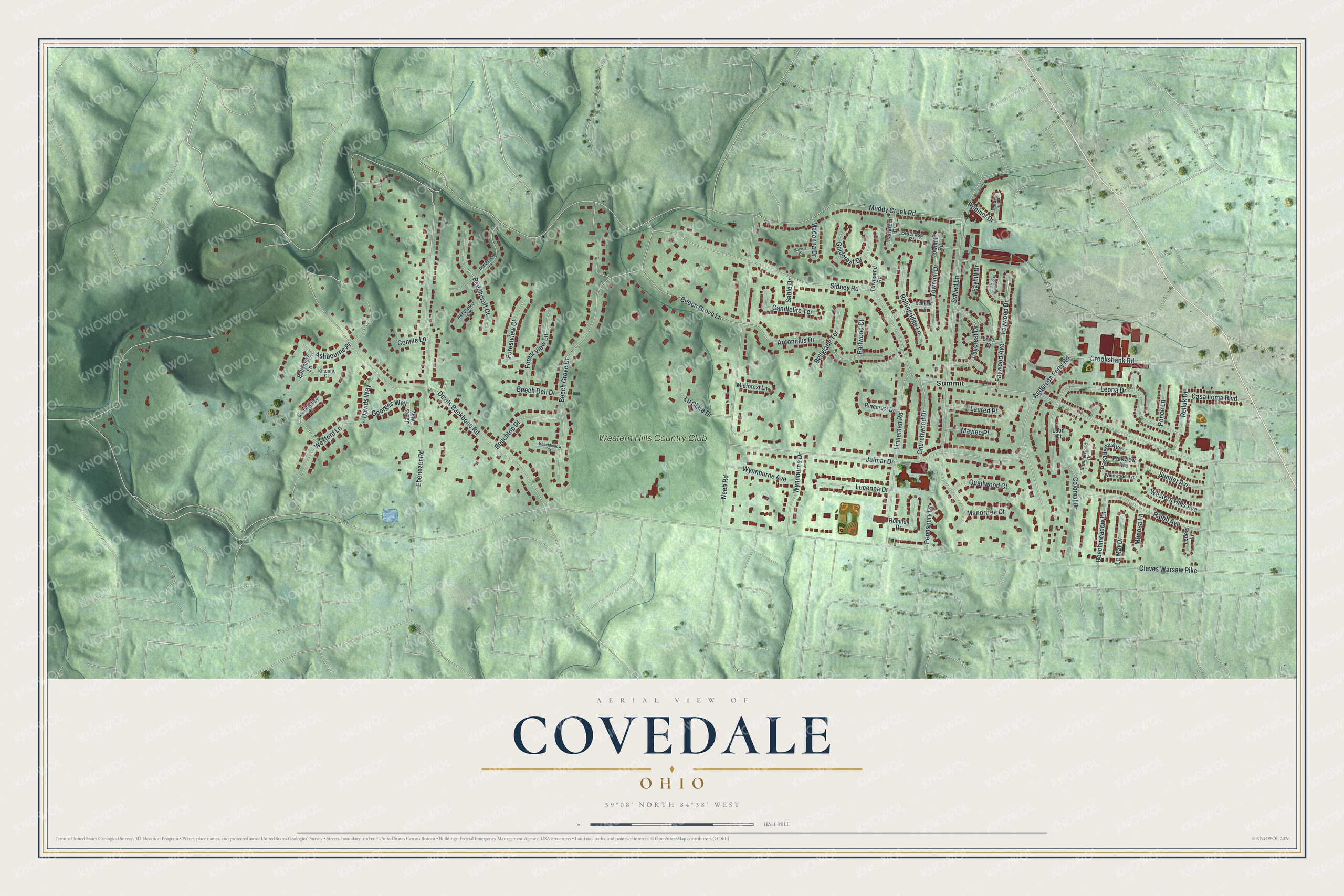 Watermarked full-map preview of Covedale, Ohio
