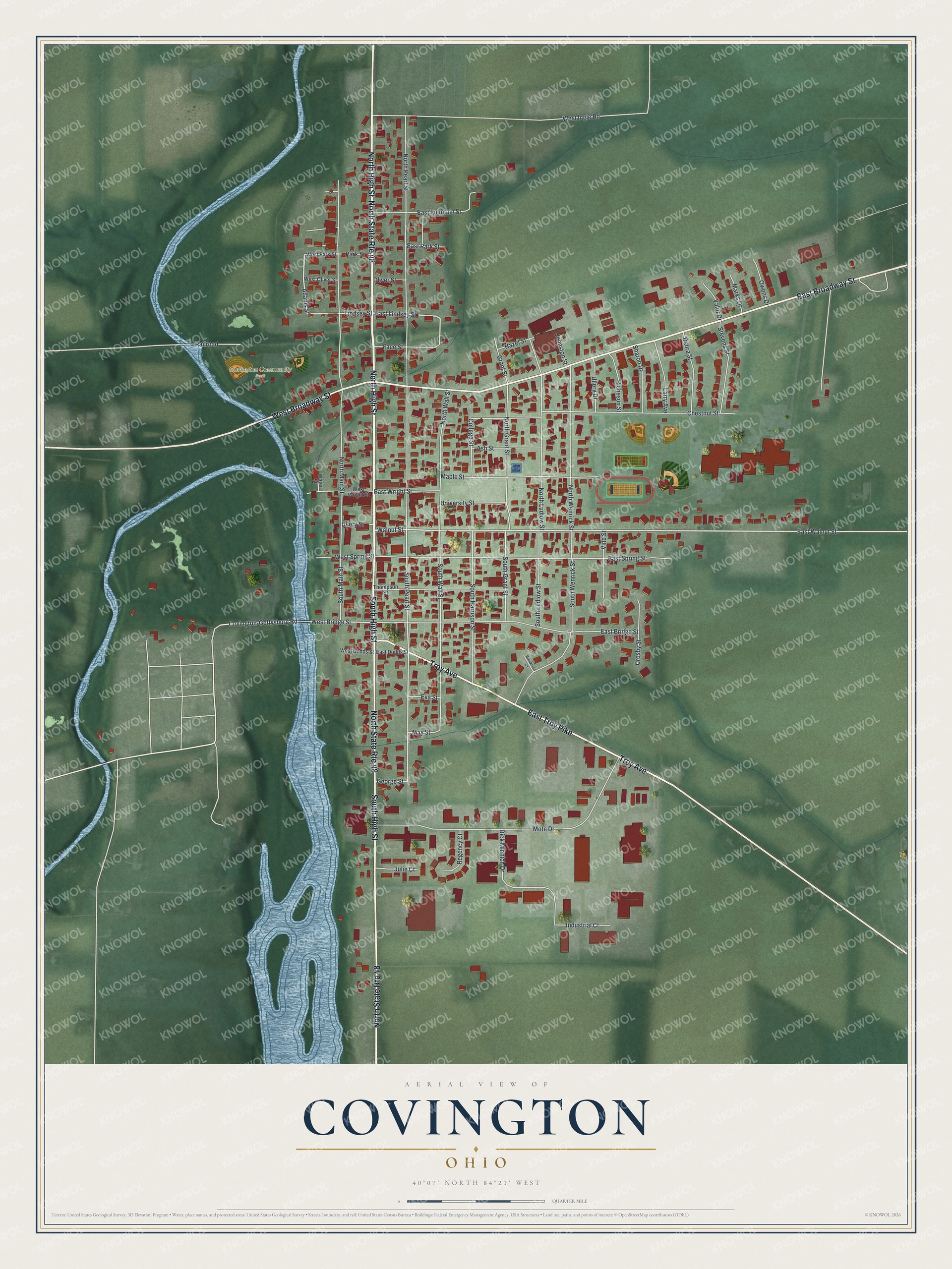 Watermarked full-map preview of Covington, Ohio