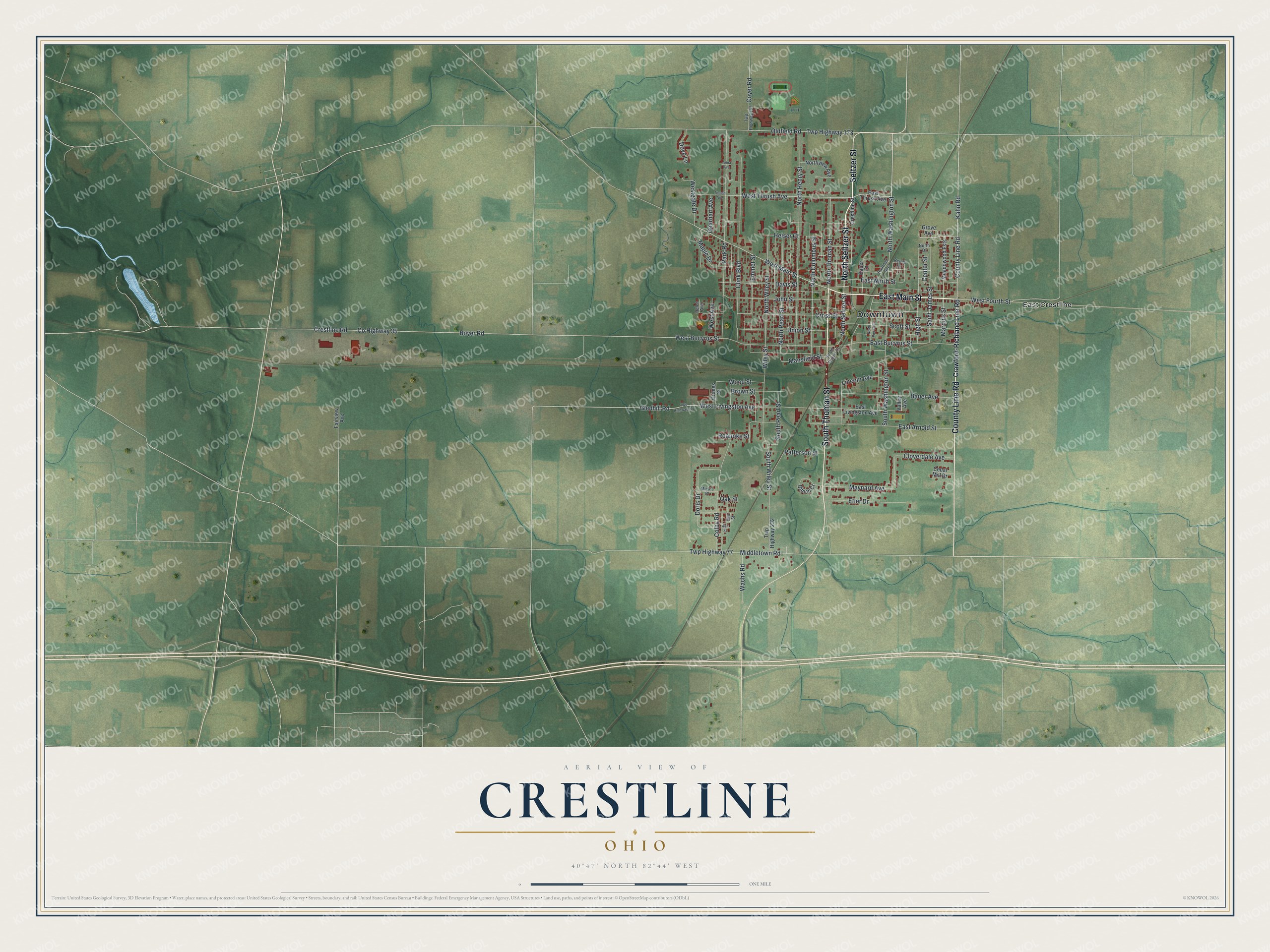 Watermarked full-map preview of Crestline, Ohio