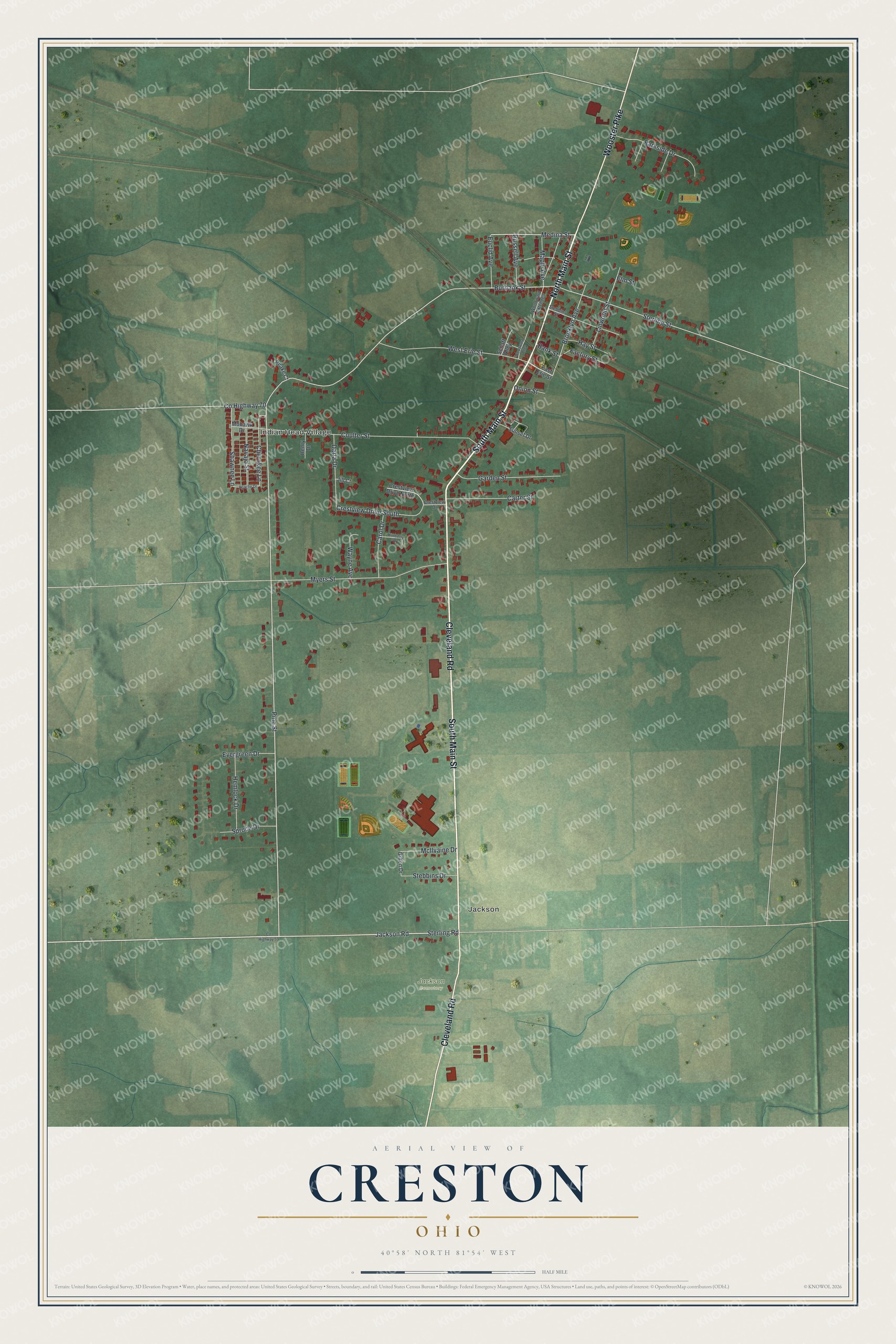 Watermarked full-map preview of Creston, Ohio