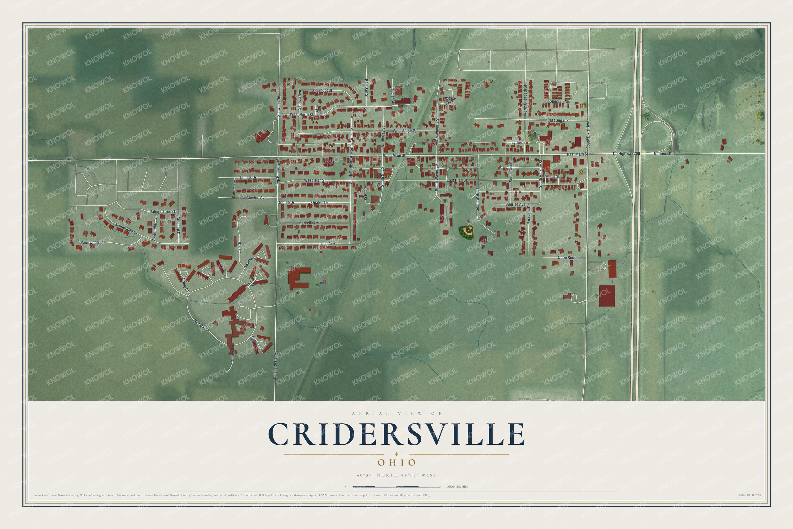 Watermarked full-map preview of Cridersville, Ohio