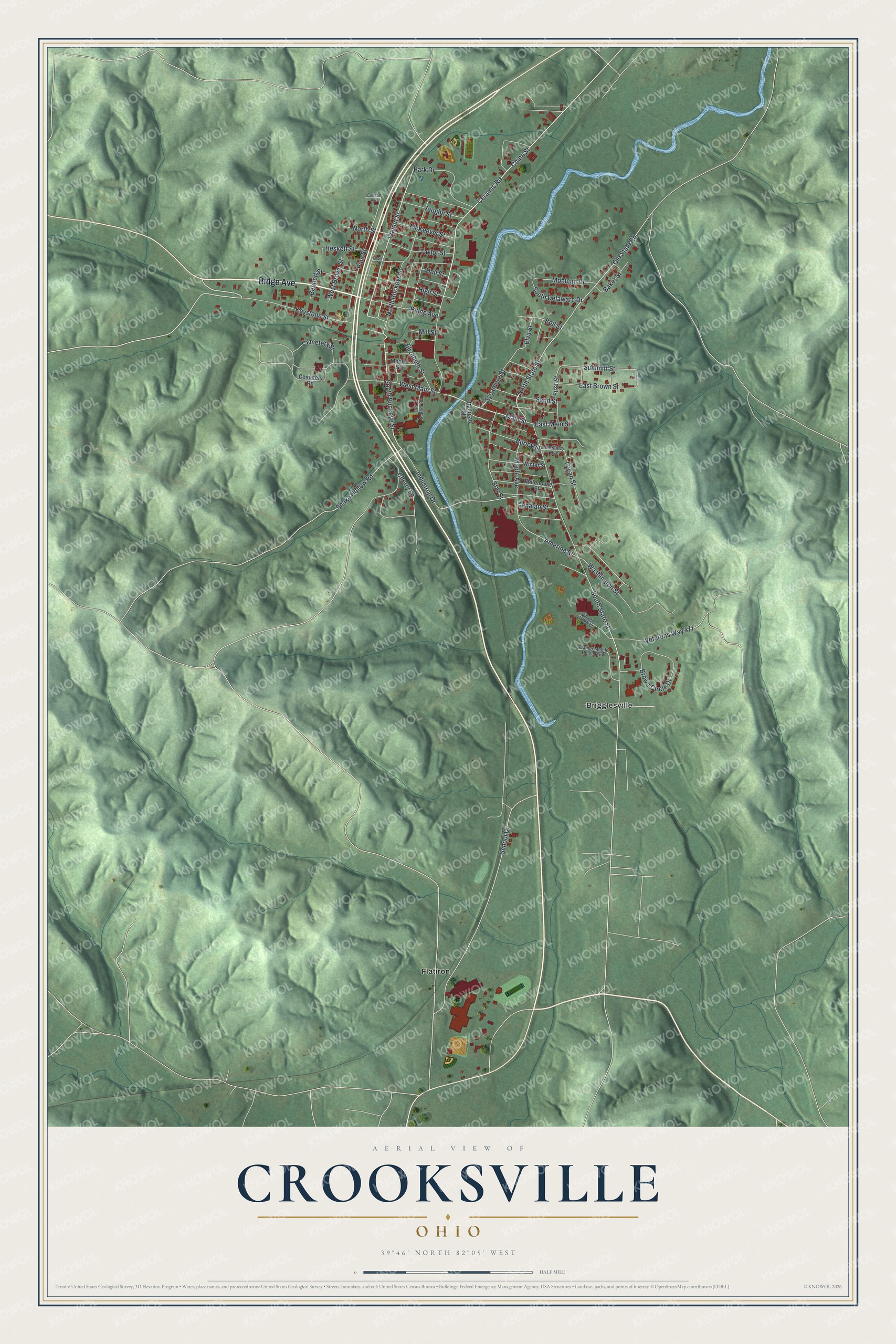 Watermarked full-map preview of Crooksville, Ohio