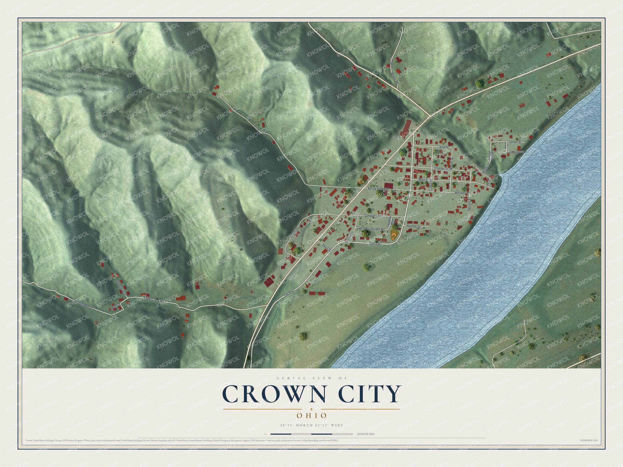 Watermarked full-map preview of Crown City, Ohio