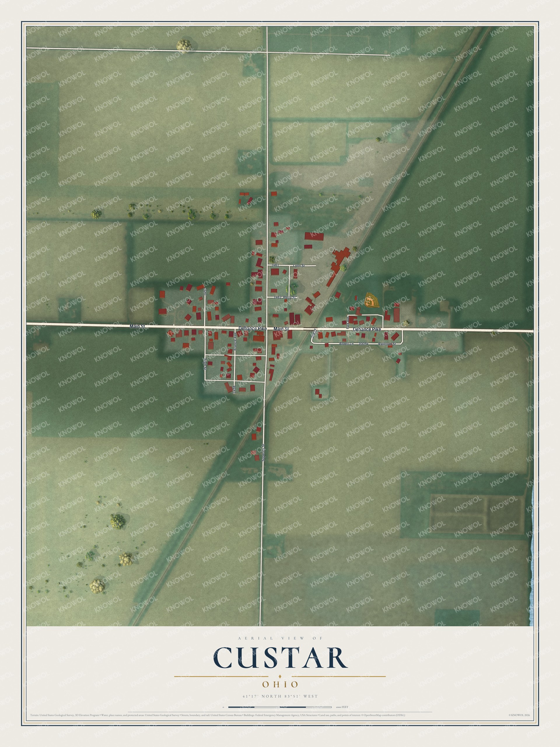 Watermarked full-map preview of Custar, Ohio