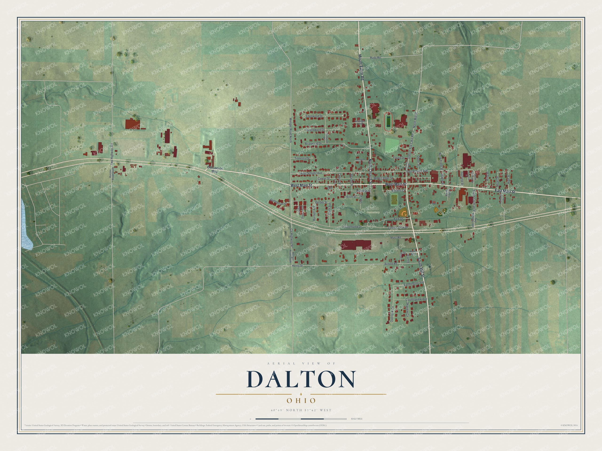 Watermarked full-map preview of Dalton, Ohio