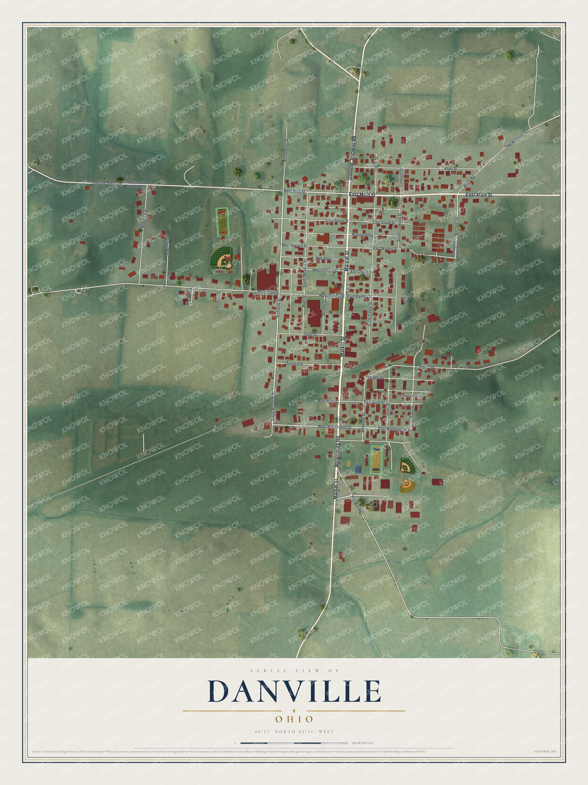 Watermarked full-map preview of Danville, Ohio