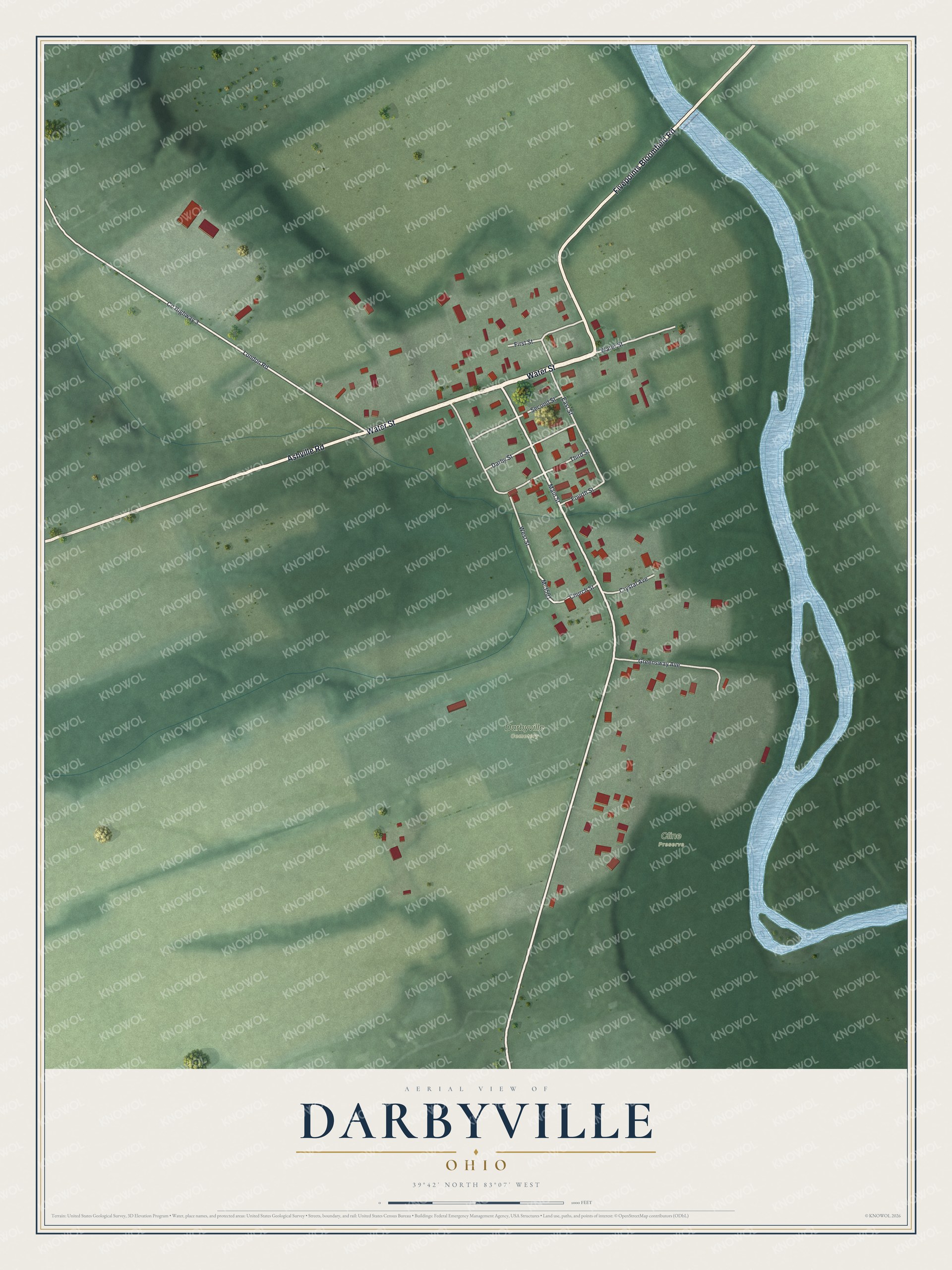 Watermarked full-map preview of Darbyville, Ohio