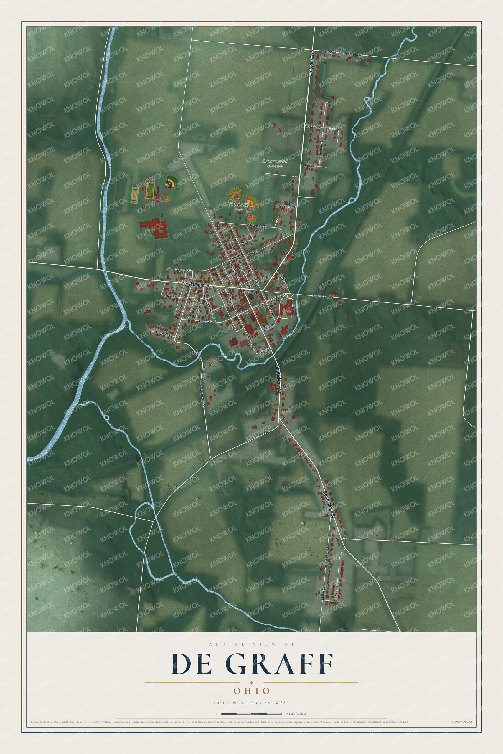 Watermarked full-map preview of De Graff, Ohio
