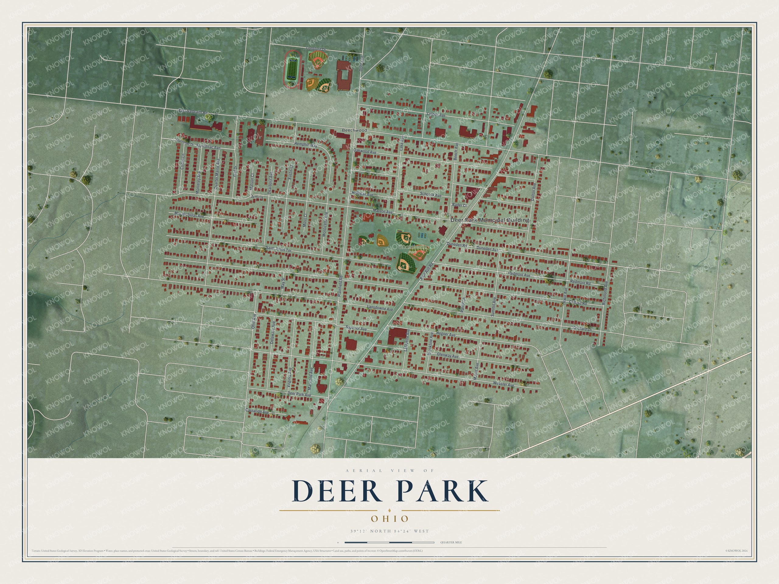 Watermarked full-map preview of Deer Park, Ohio
