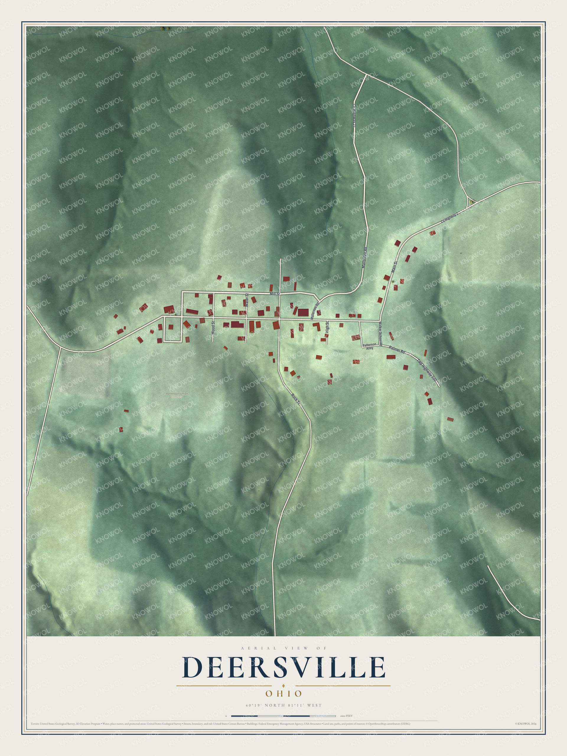 Watermarked full-map preview of Deersville, Ohio