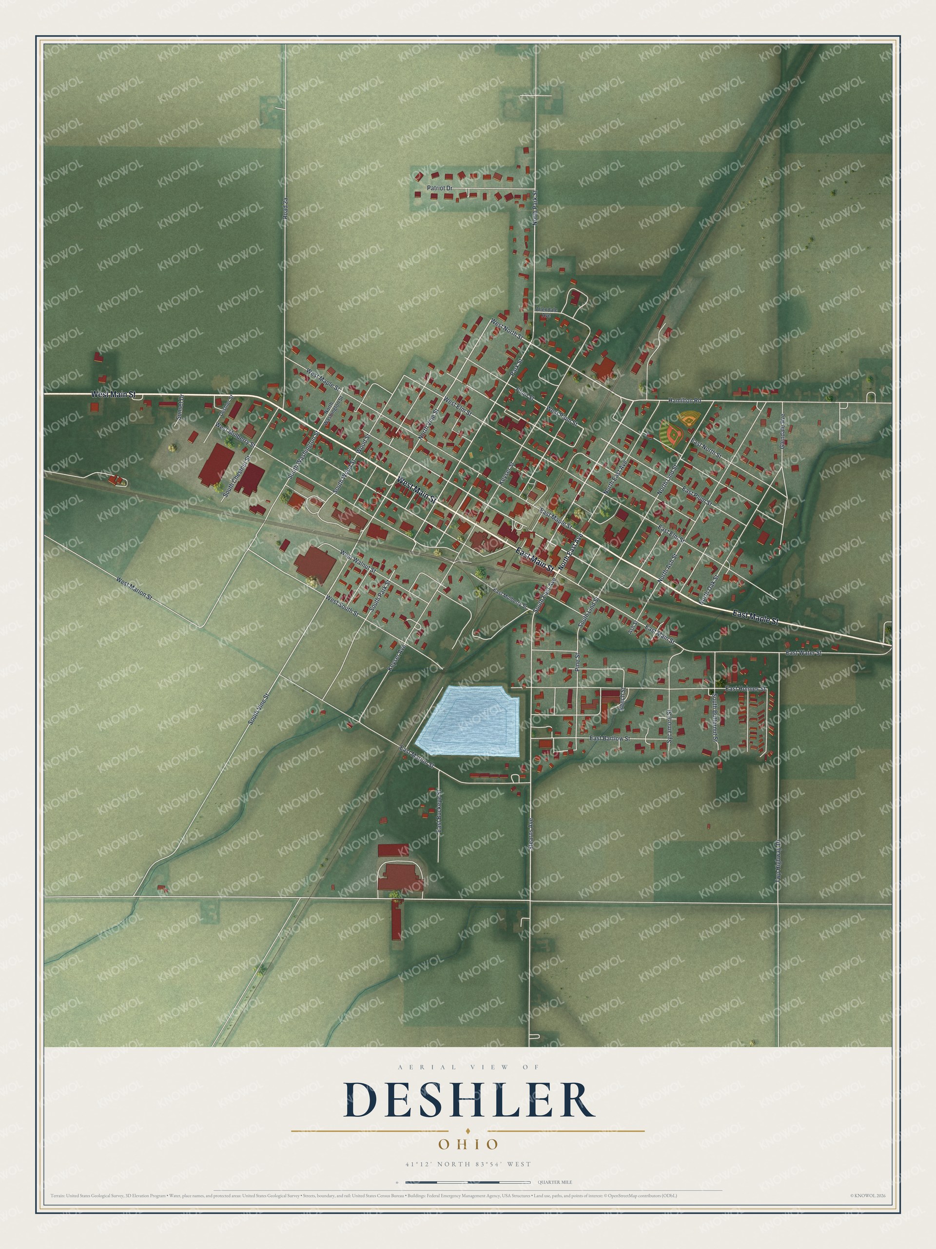 Watermarked full-map preview of Deshler, Ohio