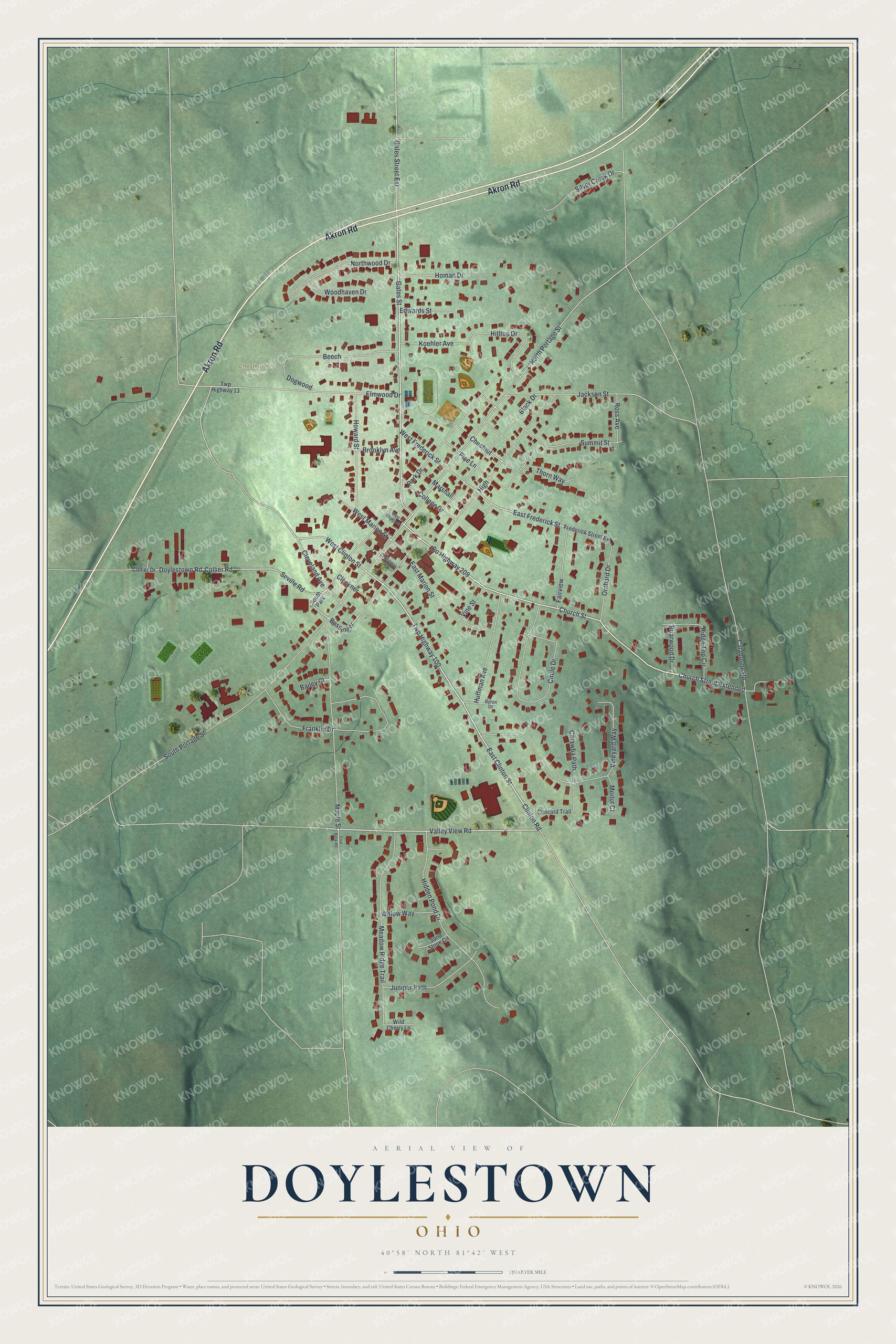 Watermarked full-map preview of Doylestown, Ohio