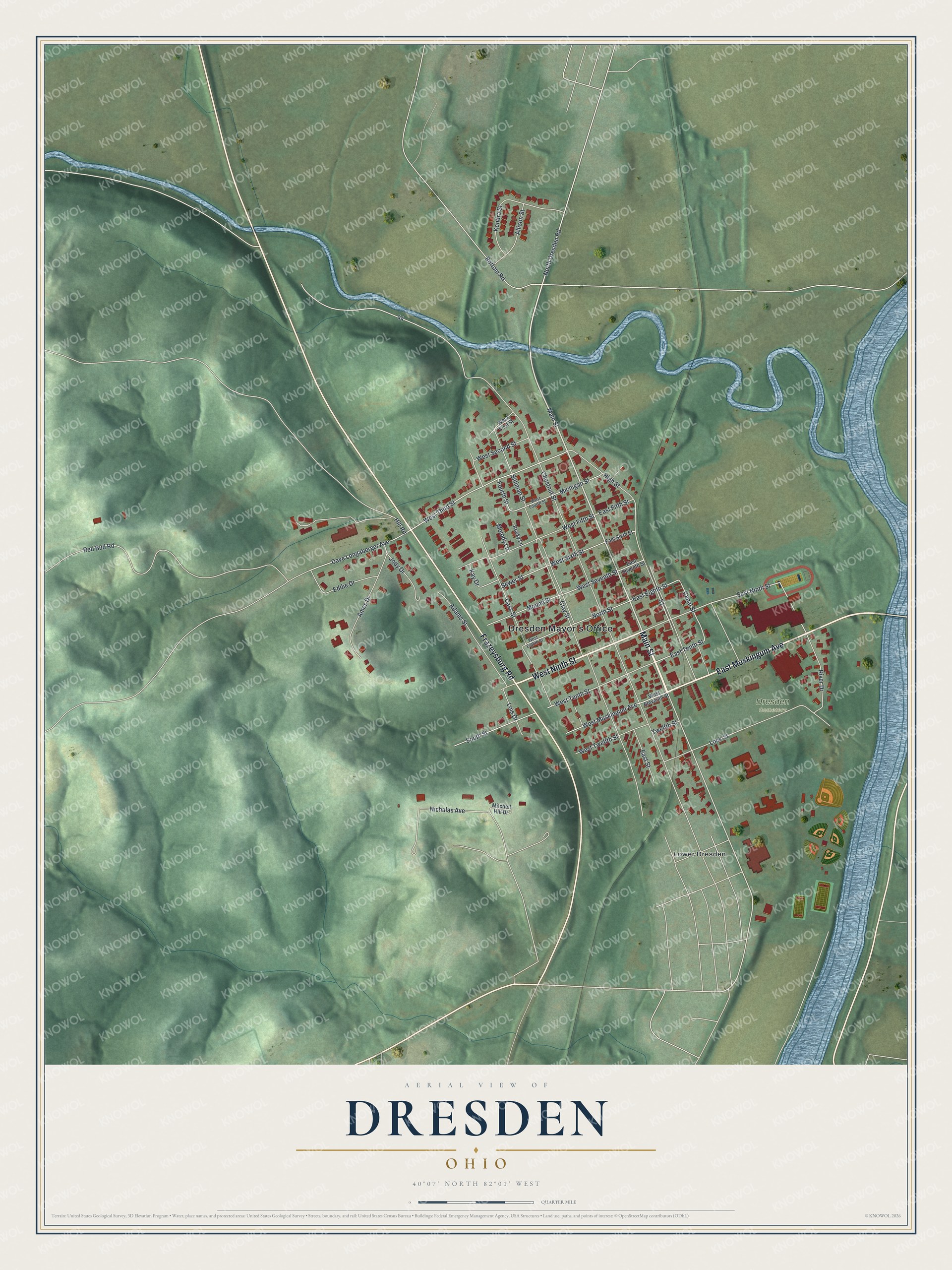 Watermarked full-map preview of Dresden, Ohio