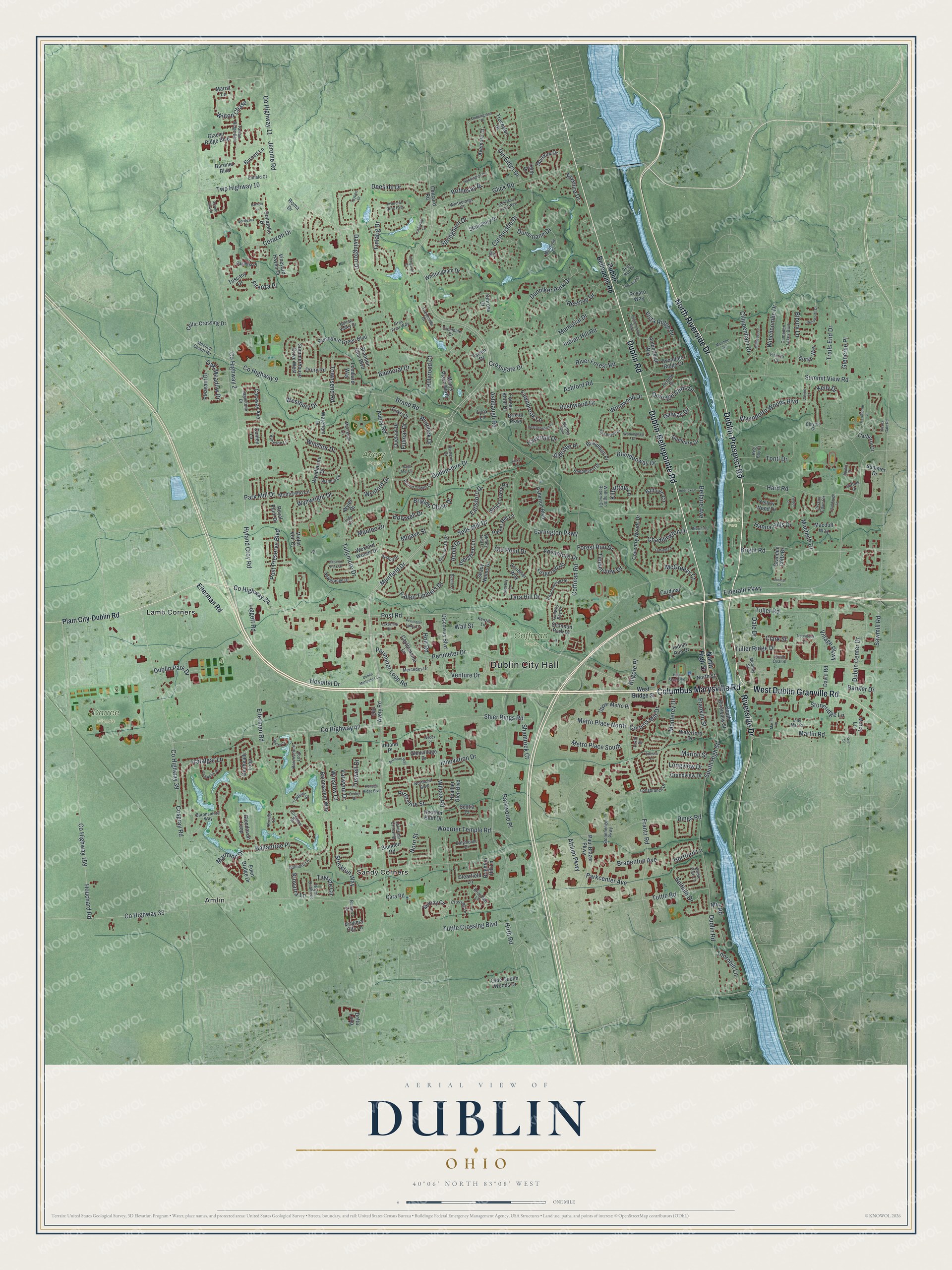 Watermarked full-map preview of Dublin, Ohio